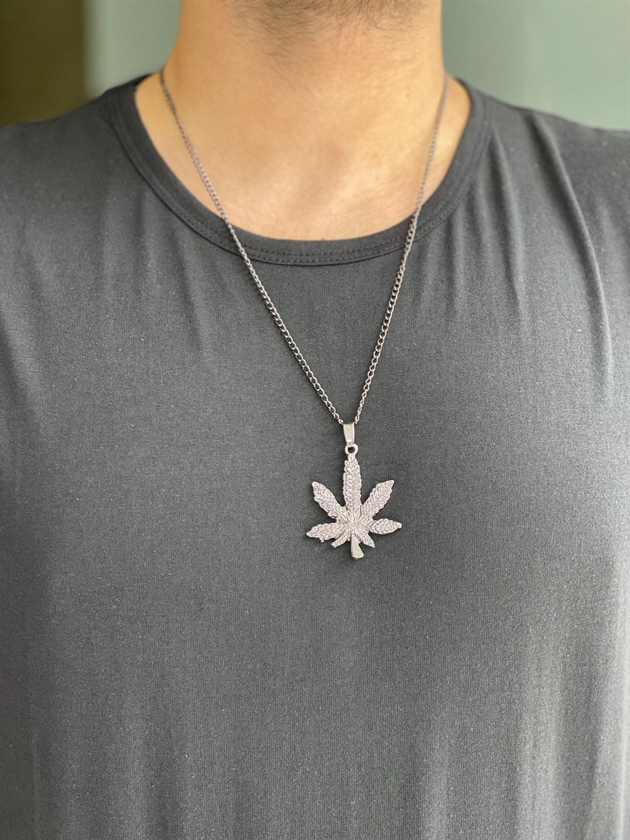 KOLYE Unisex Gümüş Çiçek Figürlü Paslanmaz Kolye