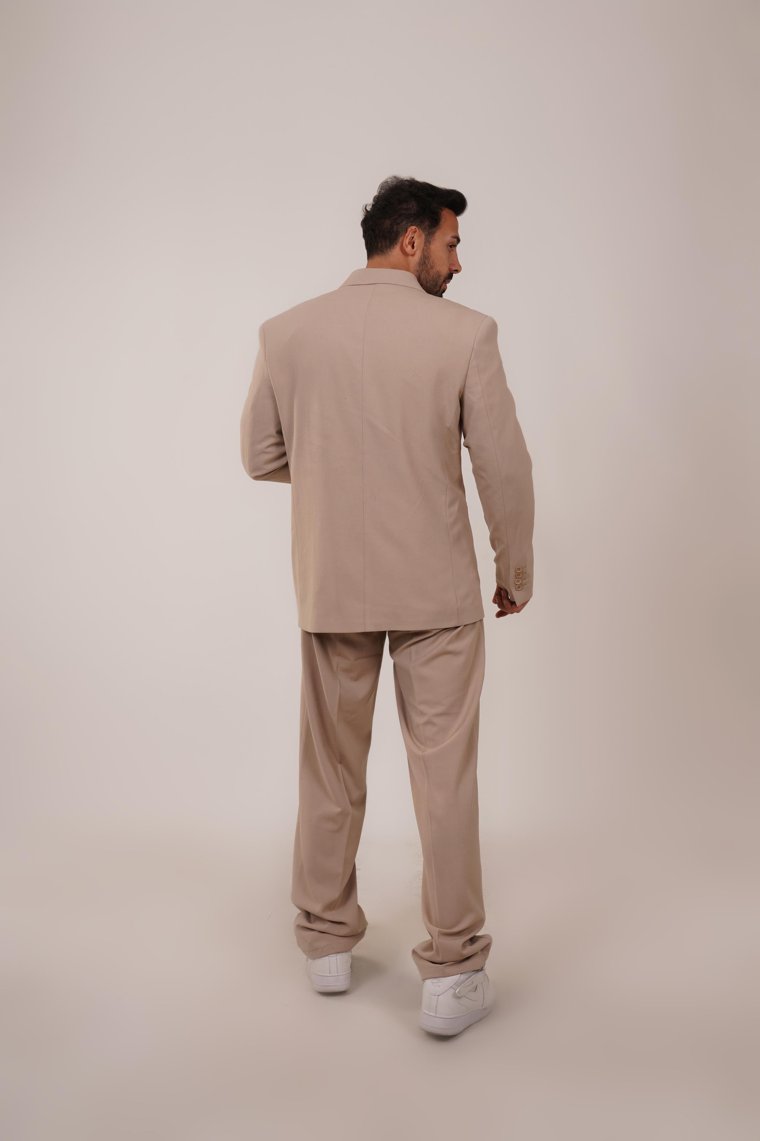KOMBİNBej Kruvaze Oversize Takım Elbise VMS 30821