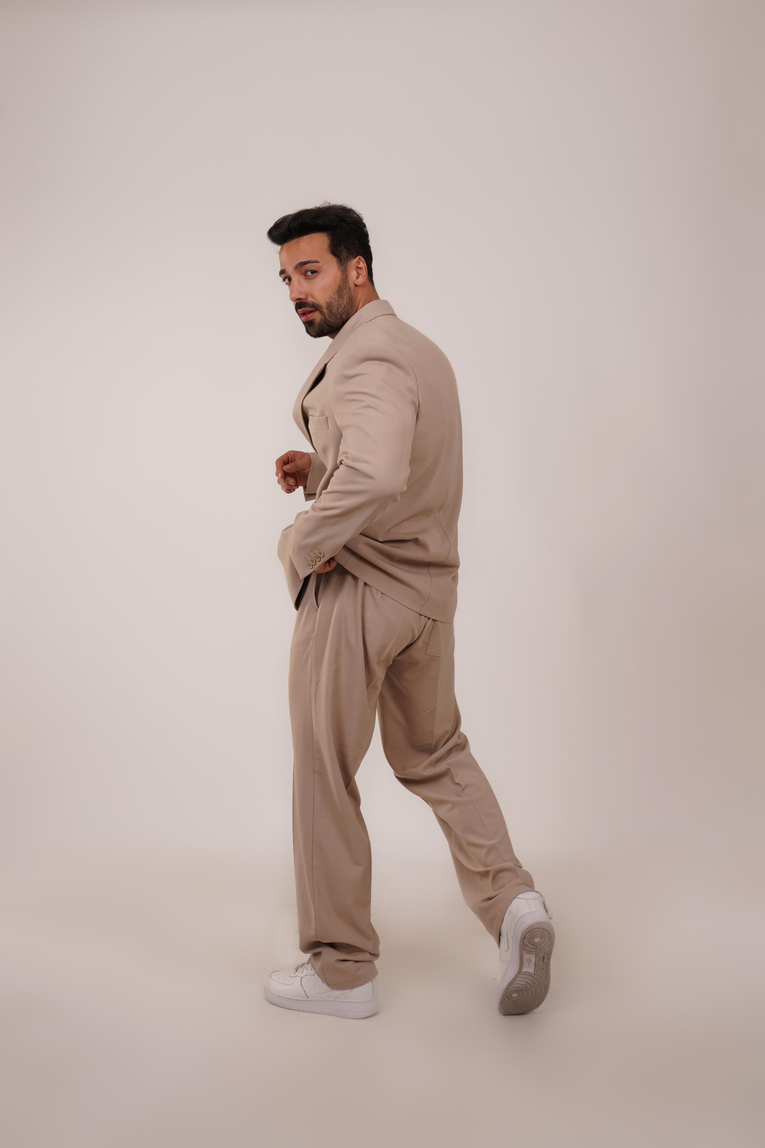KOMBİNBej Kruvaze Oversize Takım Elbise VMS 30821