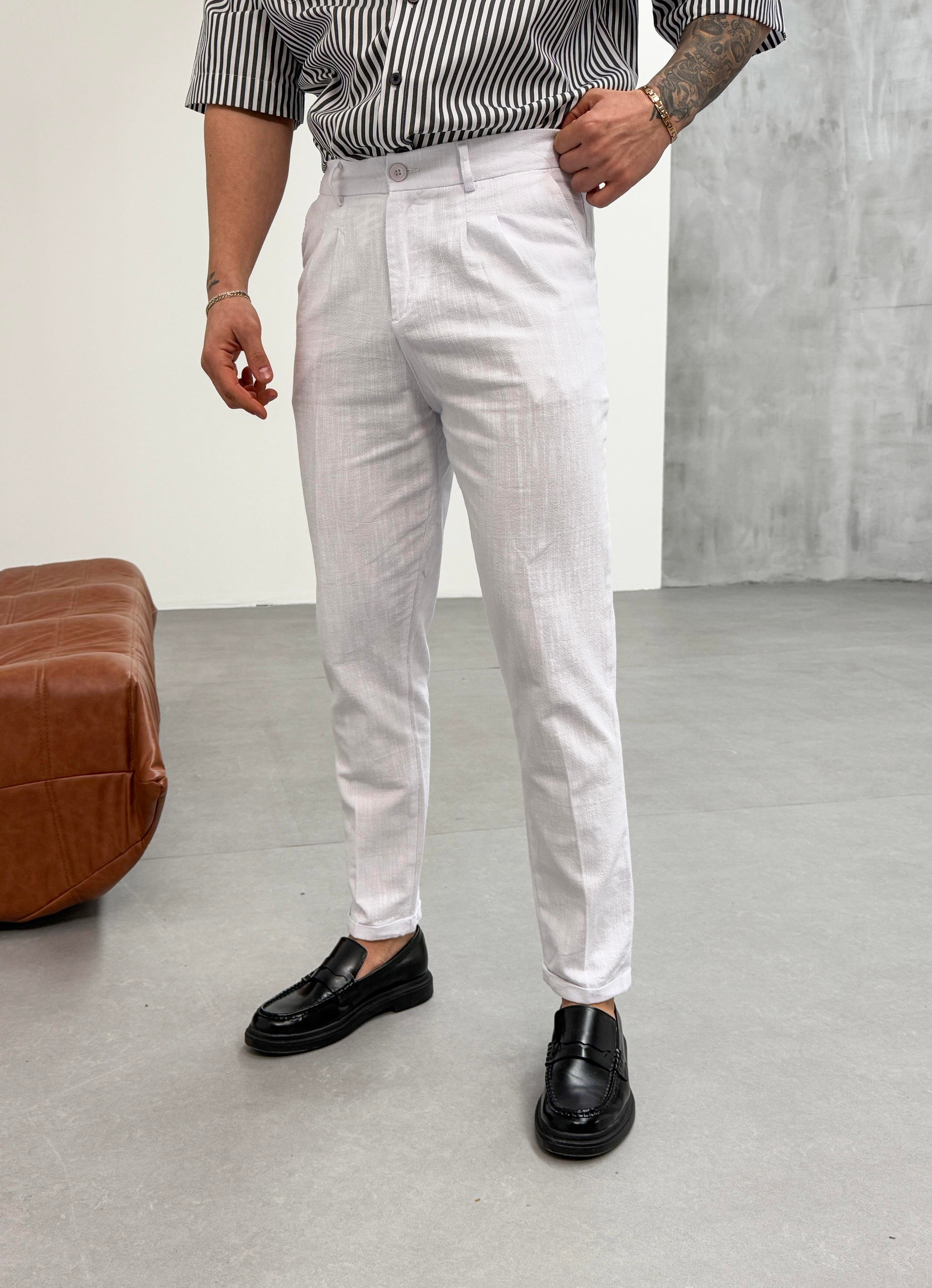 KOT PANTOLONBeyaz Double Paça Keten Pantolon SNZ 1013