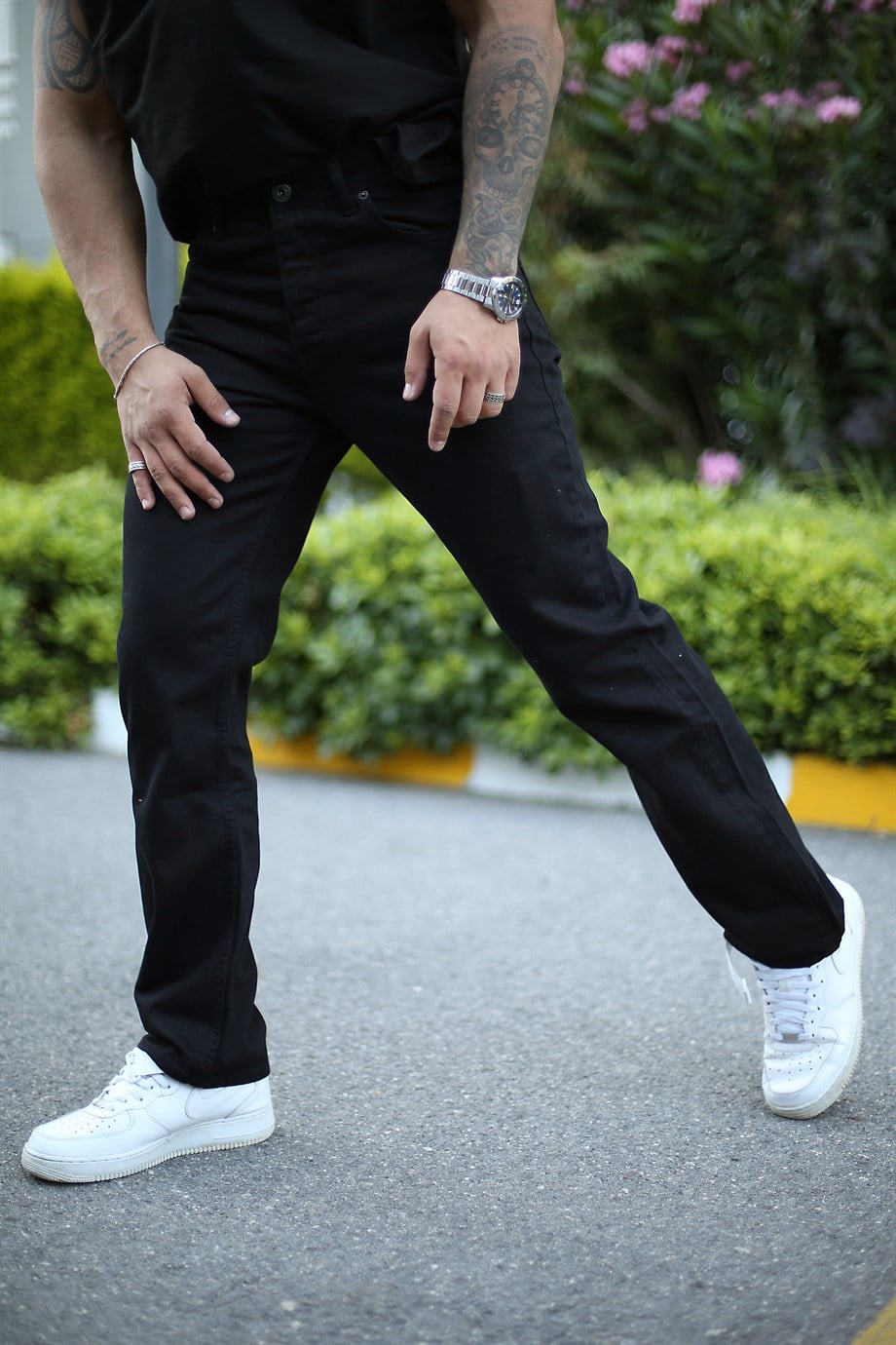 KOT PANTOLONErkek Siyah Boyfriend Uzun Kot Pantolon