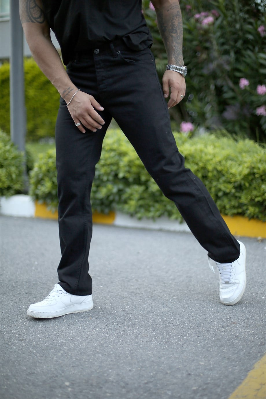 KOT PANTOLONErkek Siyah Boyfriend Uzun Kot Pantolon