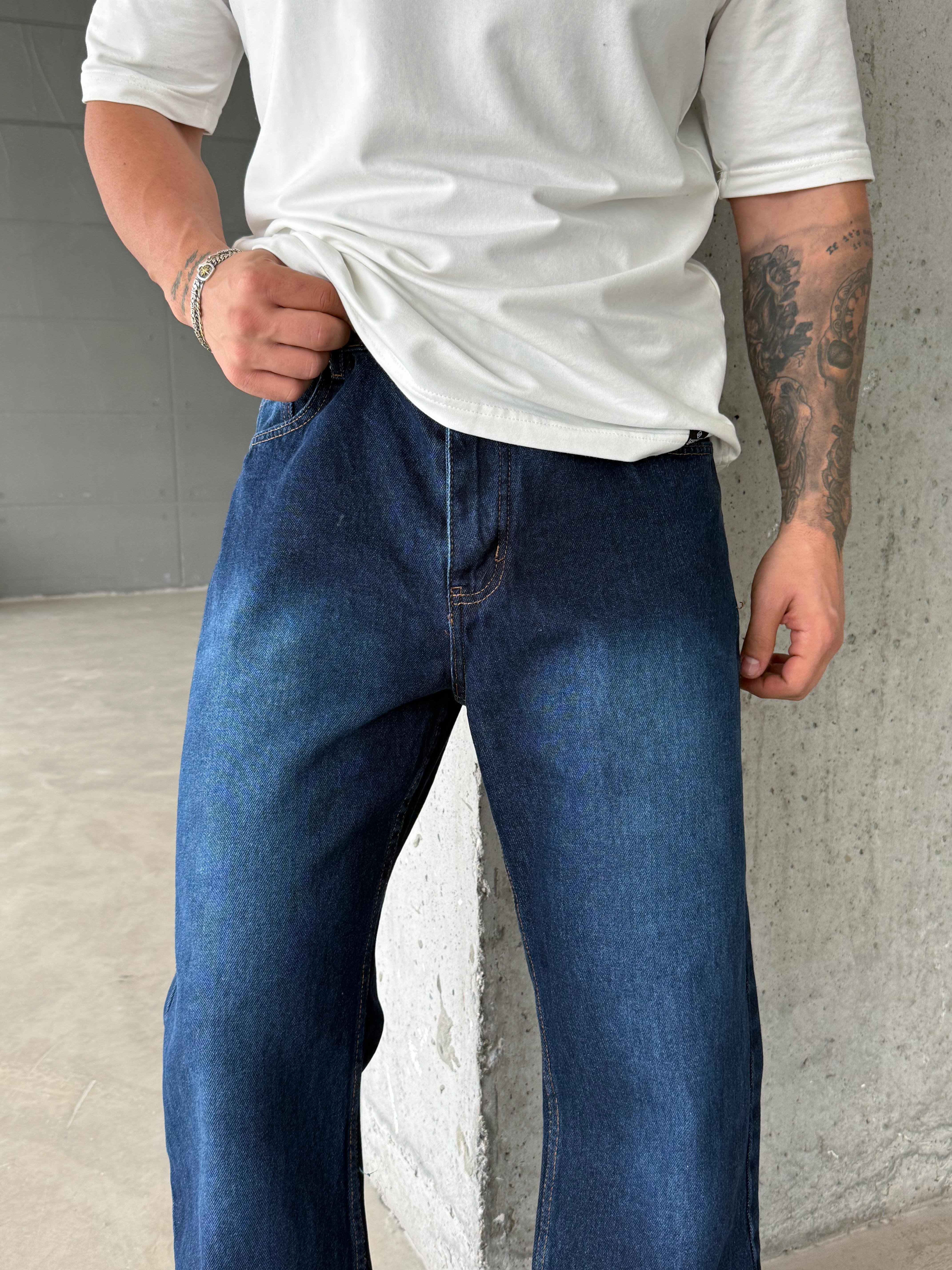 KOT PANTOLONKoyu Lacivert Düz Baggy Kot Pantolon DM