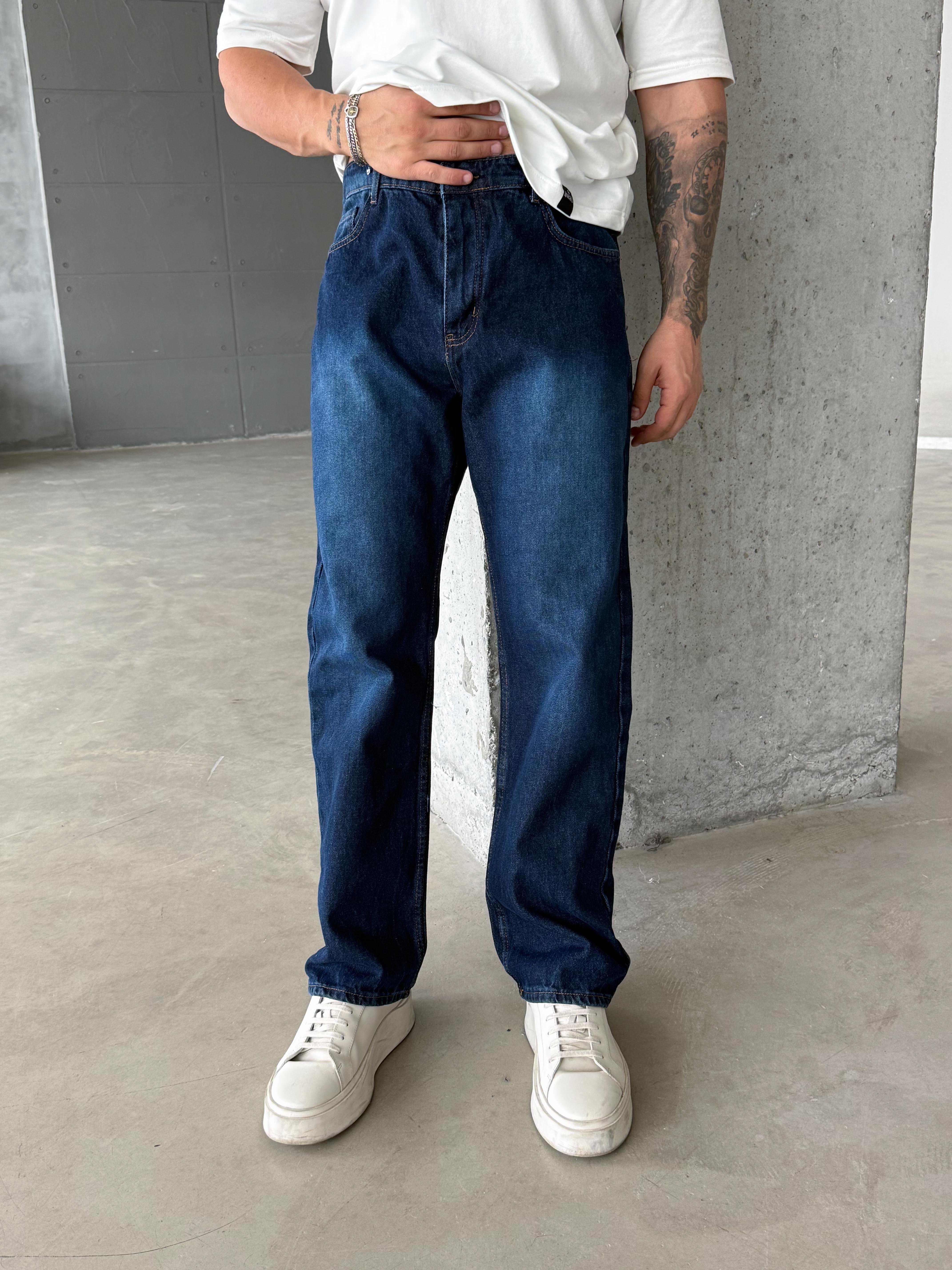 KOT PANTOLONKoyu Lacivert Düz Baggy Kot Pantolon DM