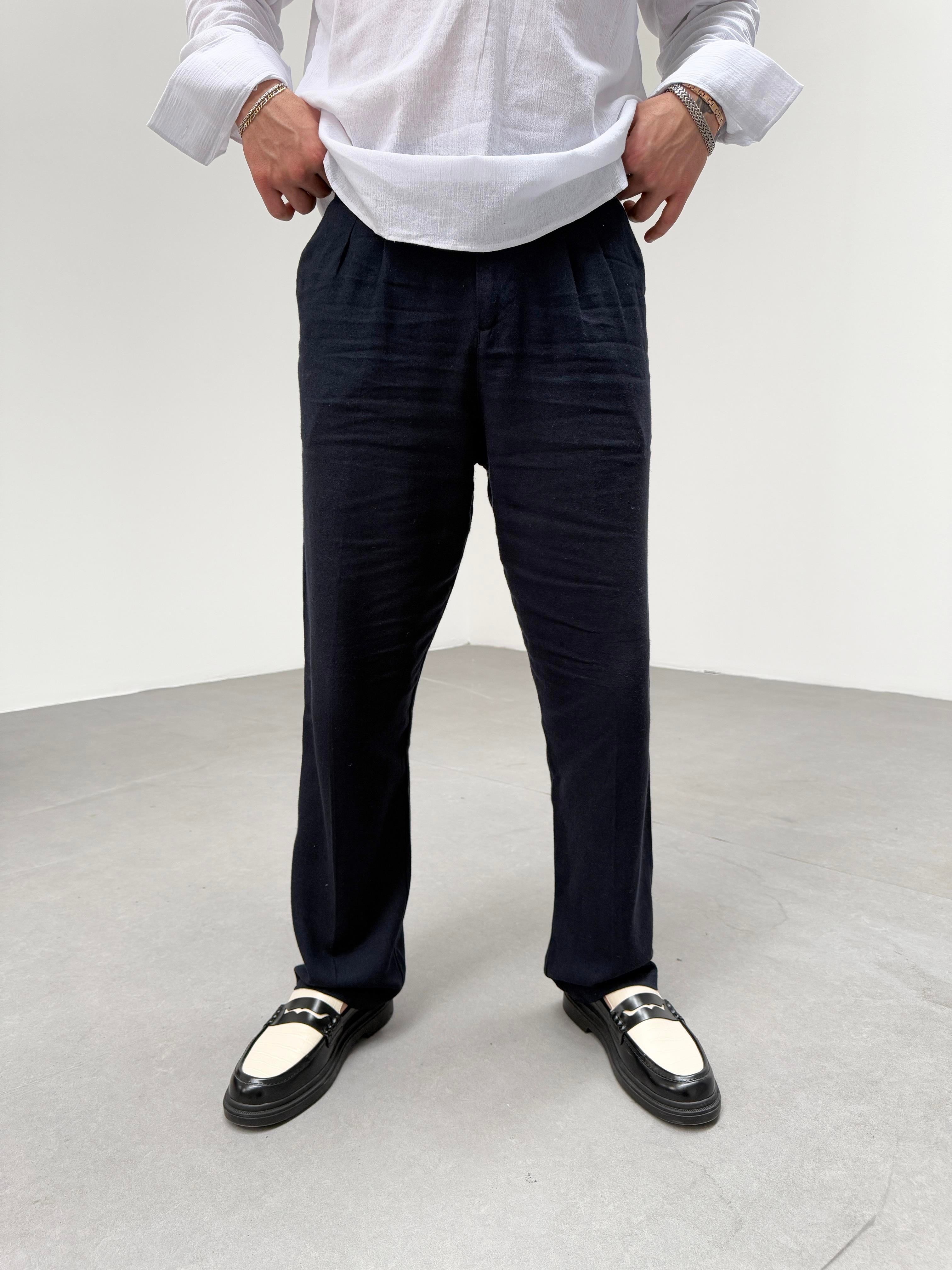 KOT PANTOLONLacivert Bol Kesim Baggy Keten Kumaş Pantolon SNZ 1002