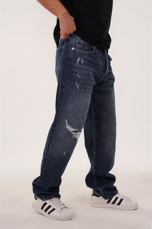 KOT PANTOLONStandart Koyu Mavi Lazer Kesim Baggy  Kot Pantolon 2024