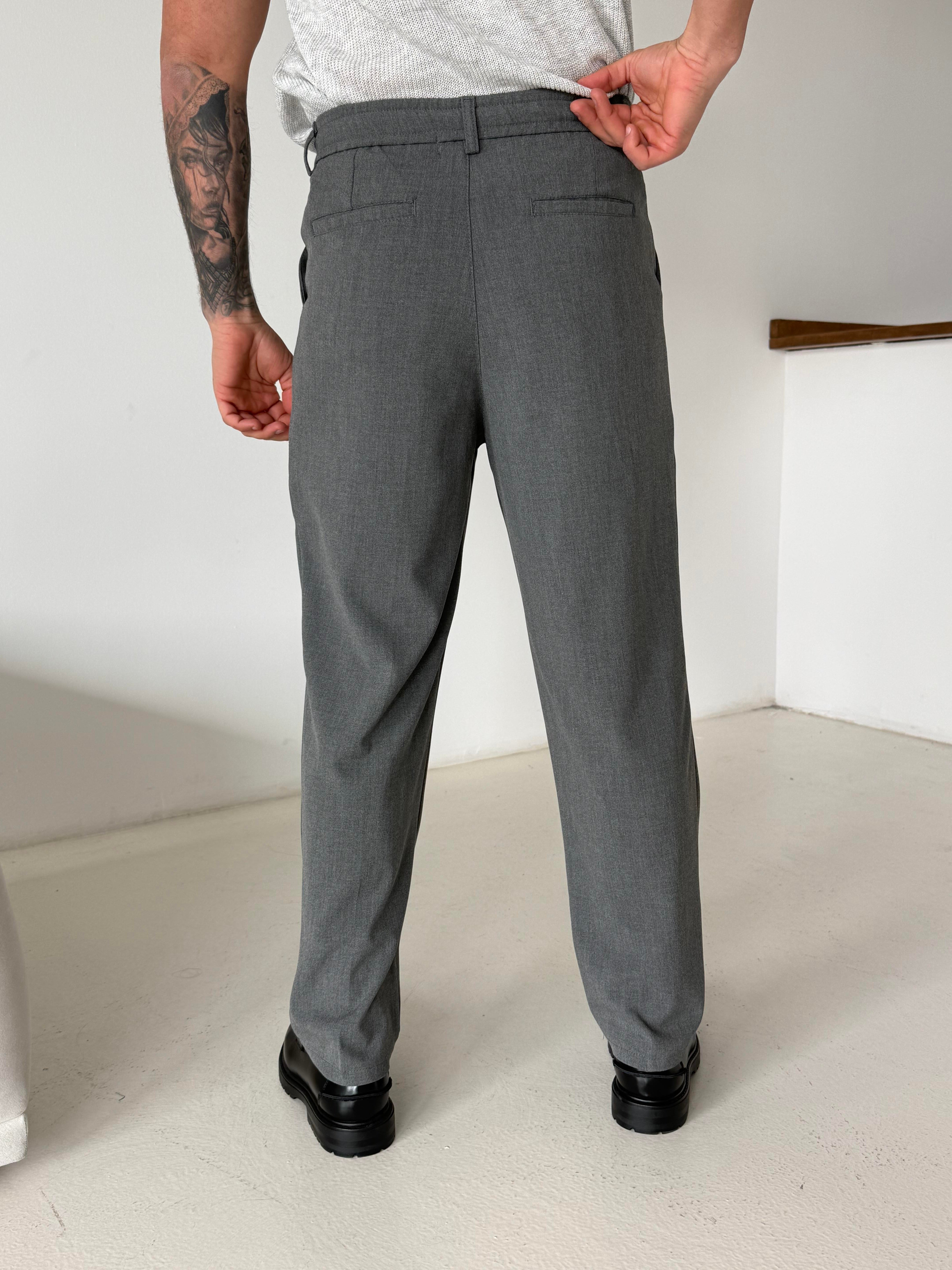 KUMAŞ PANTOLONAntrasit Lastikli Bağcıklı Pamuk Bezayağı Regular Fit Kumaş Pant snz 1265