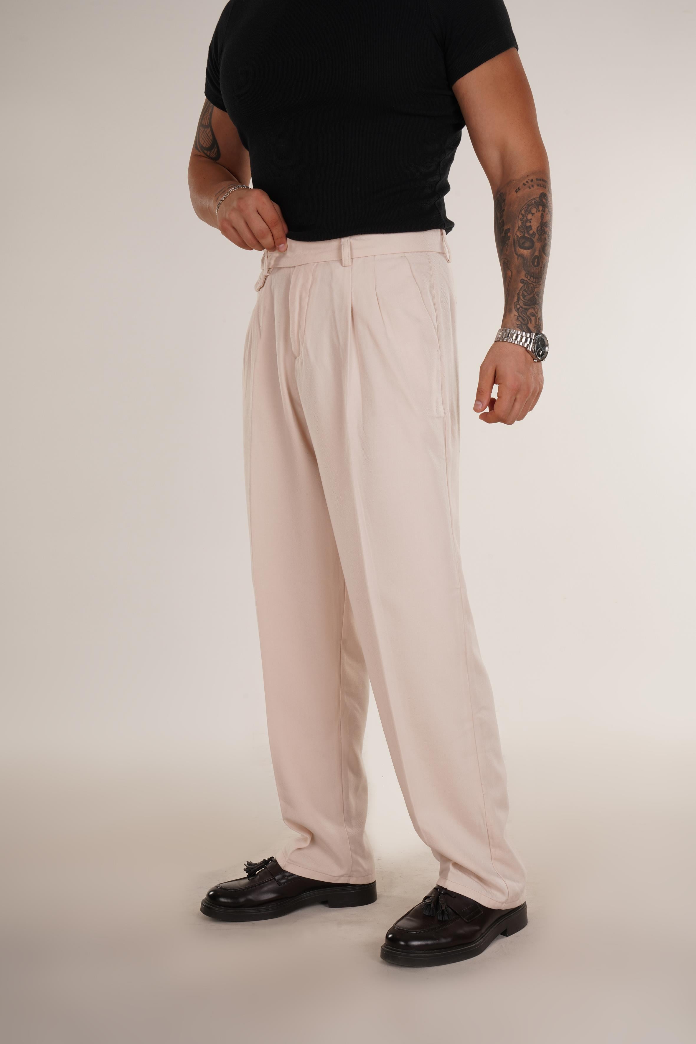 KUMAŞ PANTOLONBej Bel Düğmeli Regular Fit Kumaş Pantolon 8418