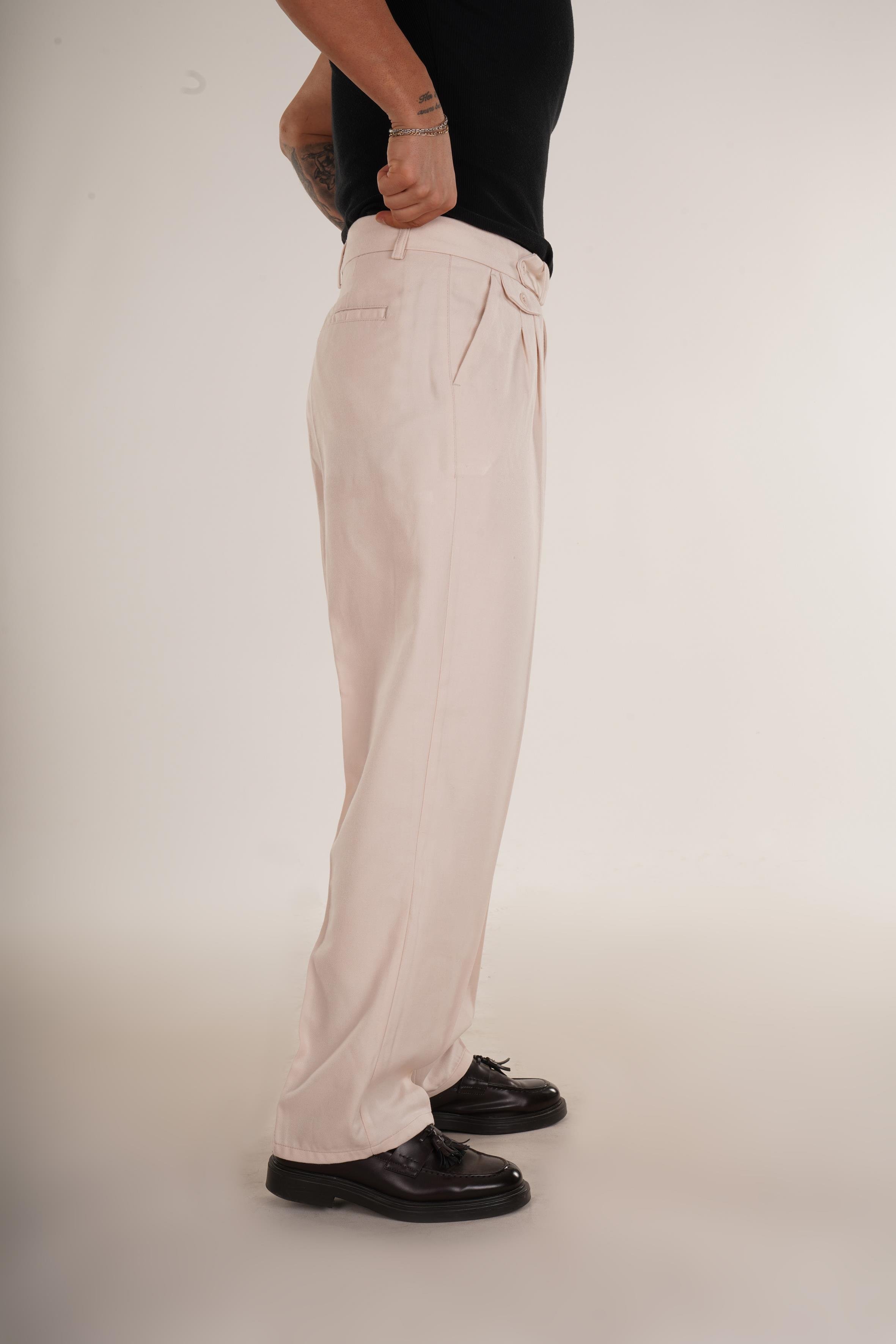 KUMAŞ PANTOLONBej Bel Düğmeli Regular Fit Kumaş Pantolon 8418