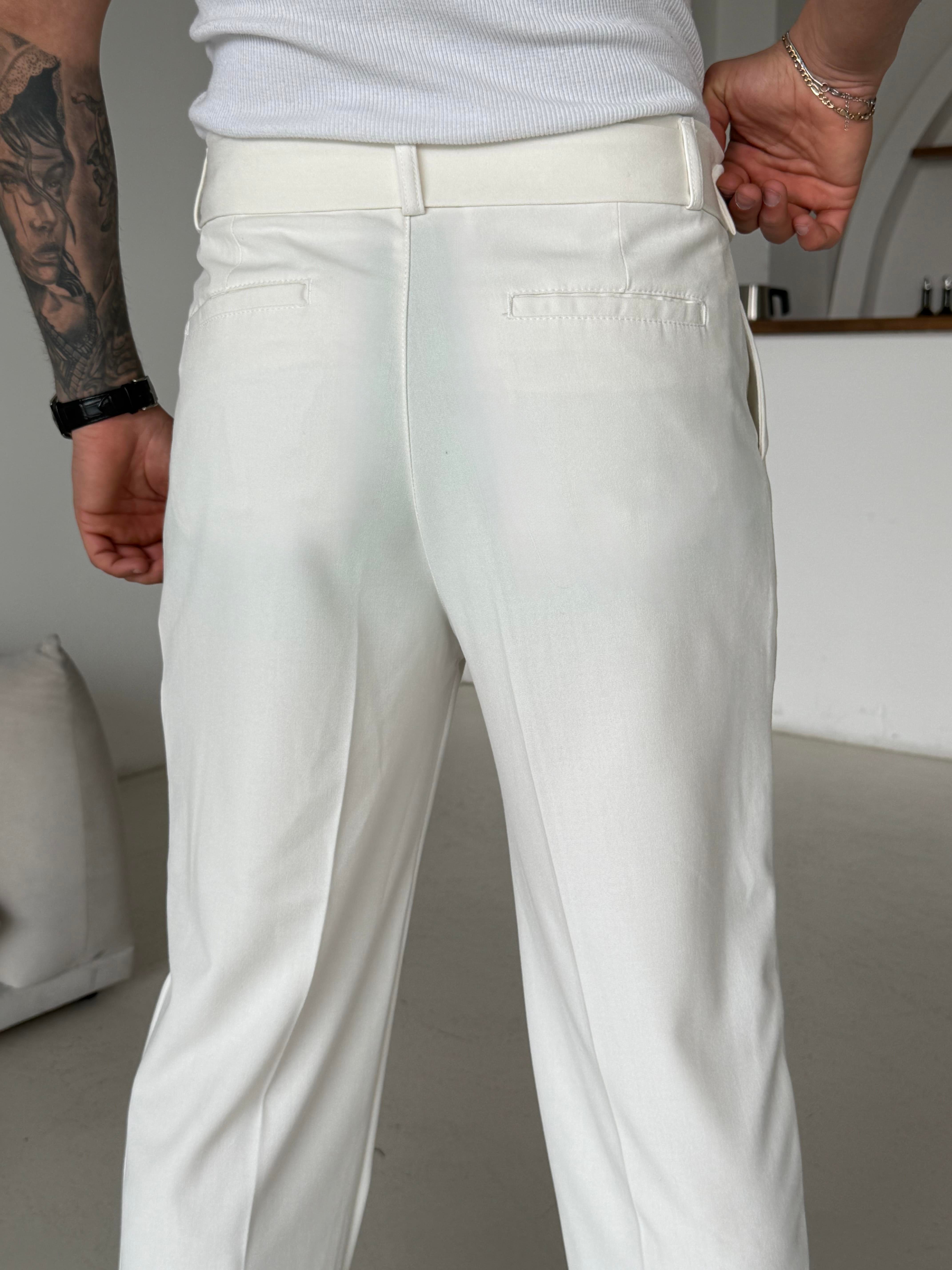 KUMAŞ PANTOLONEkru Kendi Kemerli Regular Fit Bezayağı Kumaş Pant N1344