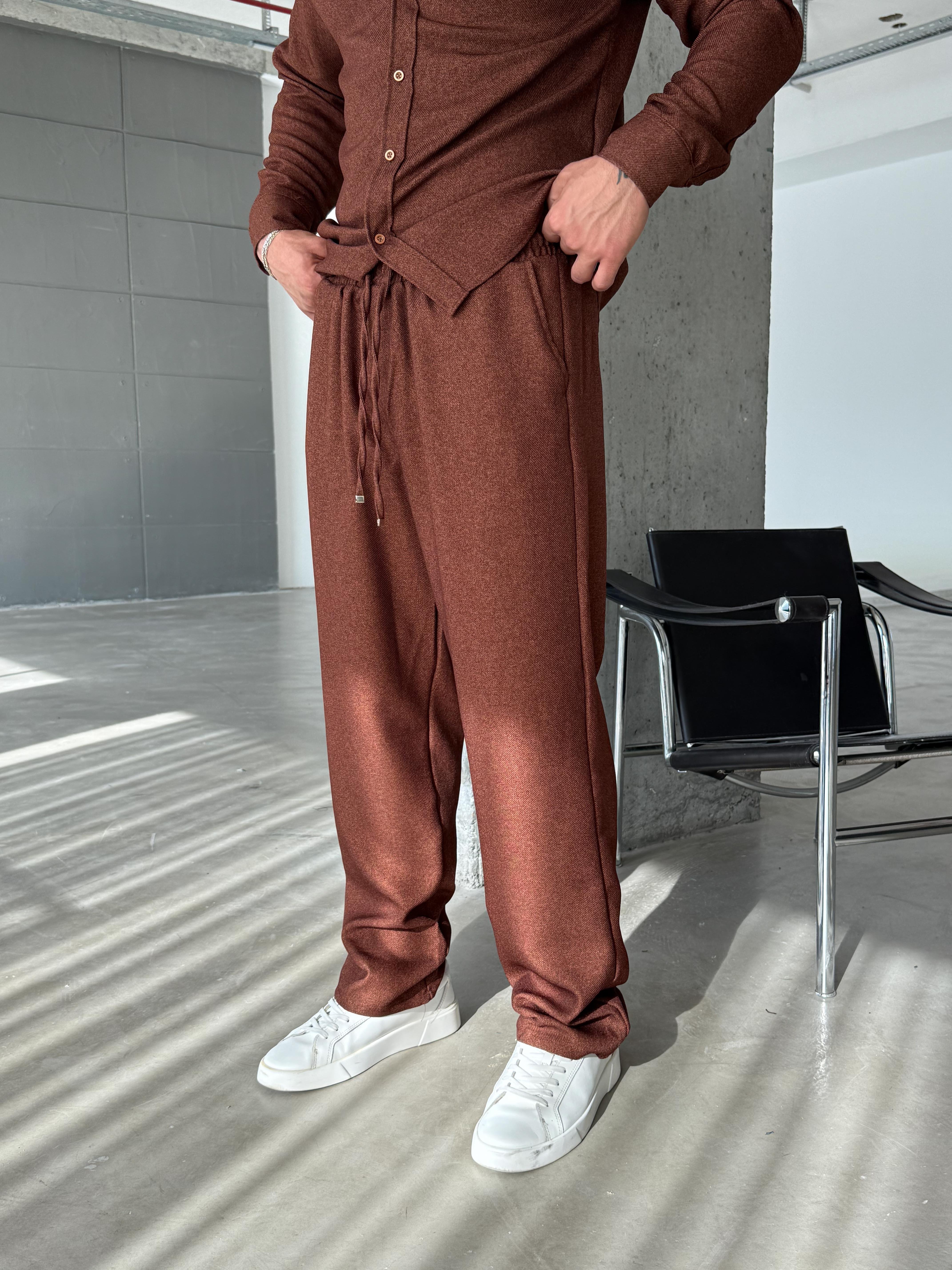 KUMAŞ PANTOLONKahve İthal Doku Pantolon Kışlık SC