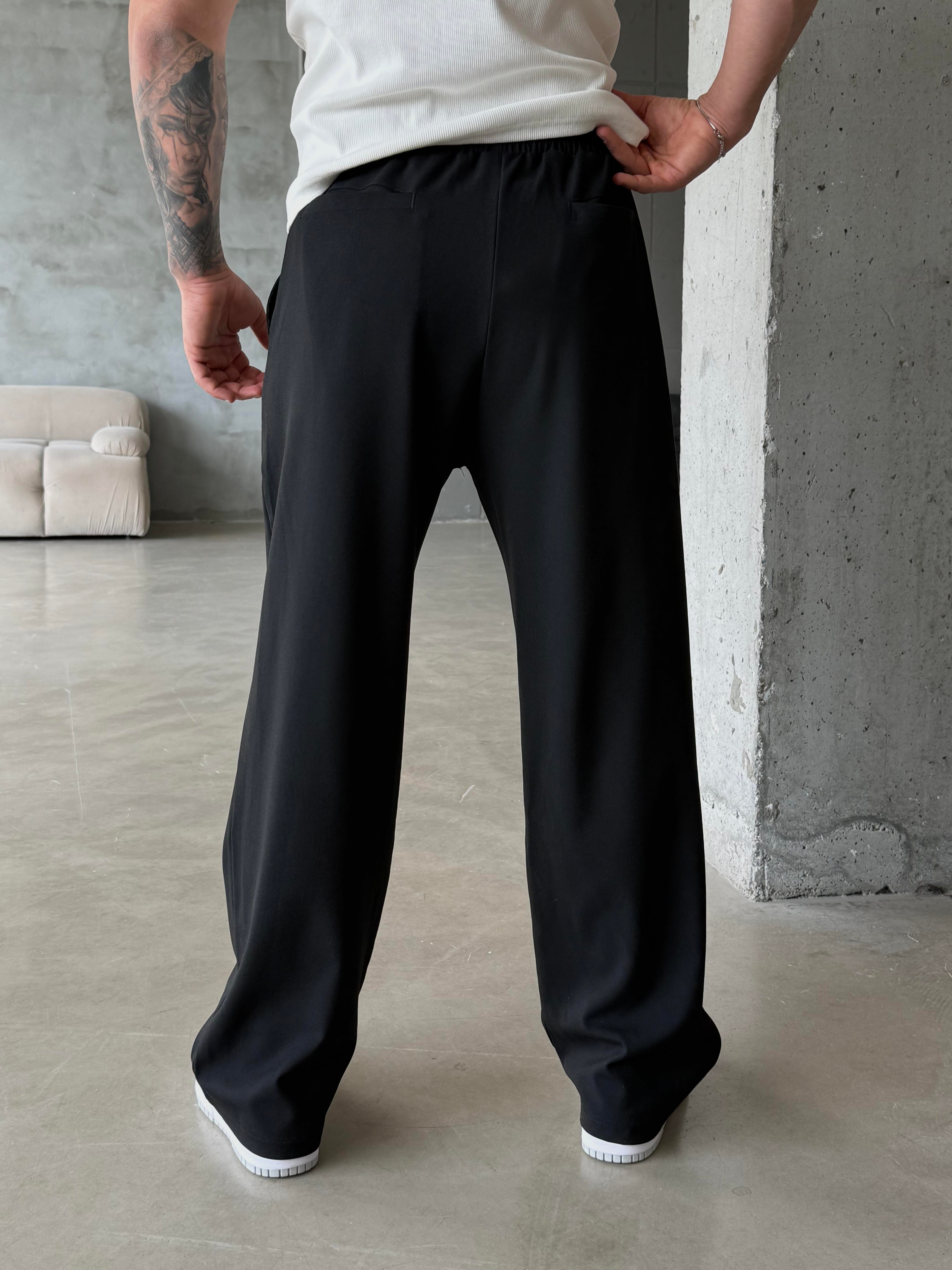 KUMAŞ PANTOLONSiyah Bol Basic Bağcıklı Kumaş Pantalon SC