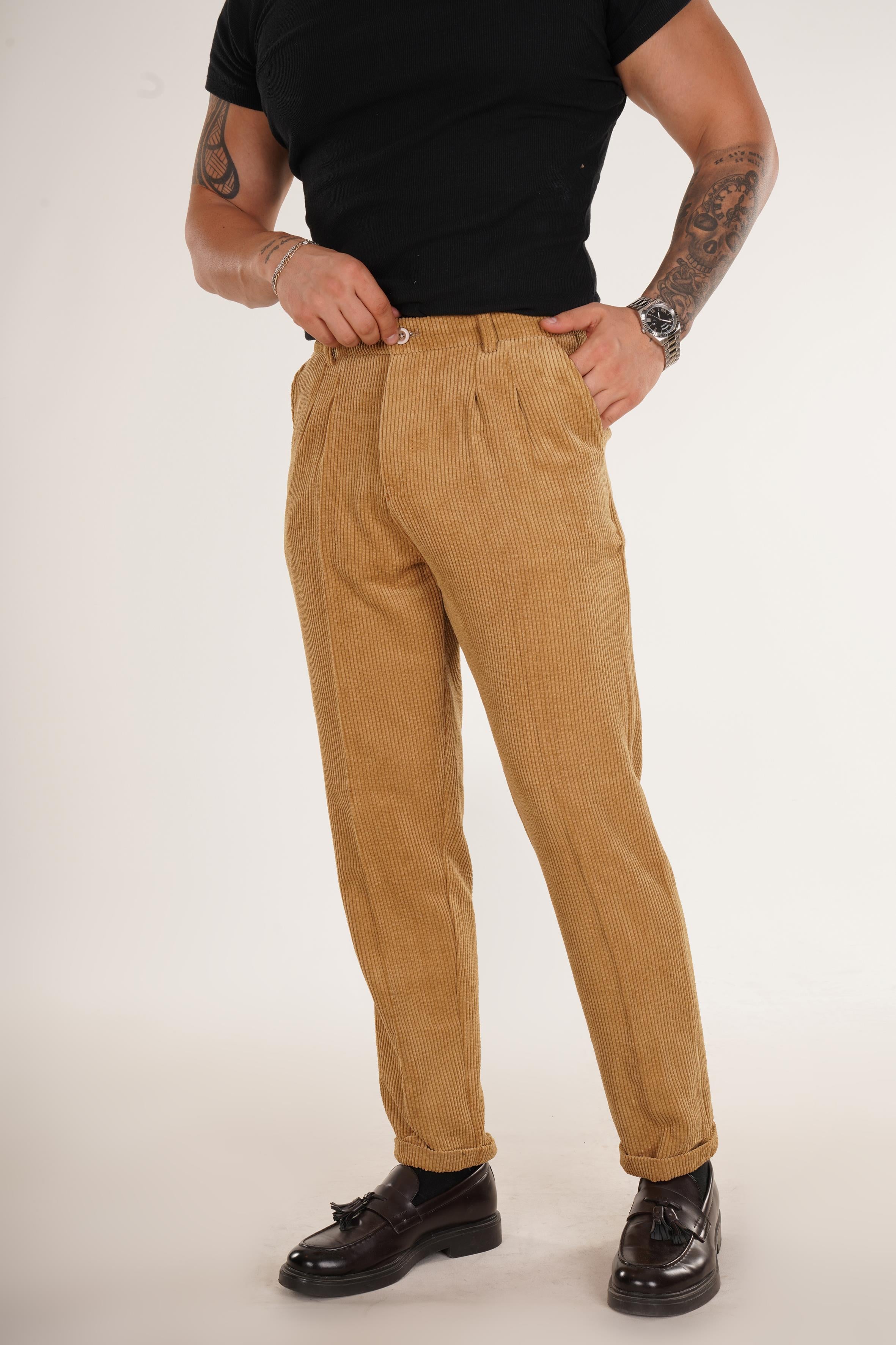 KUMAŞ PANTOLONTaba Duble Paça Normal Kadife Pantolon 8315