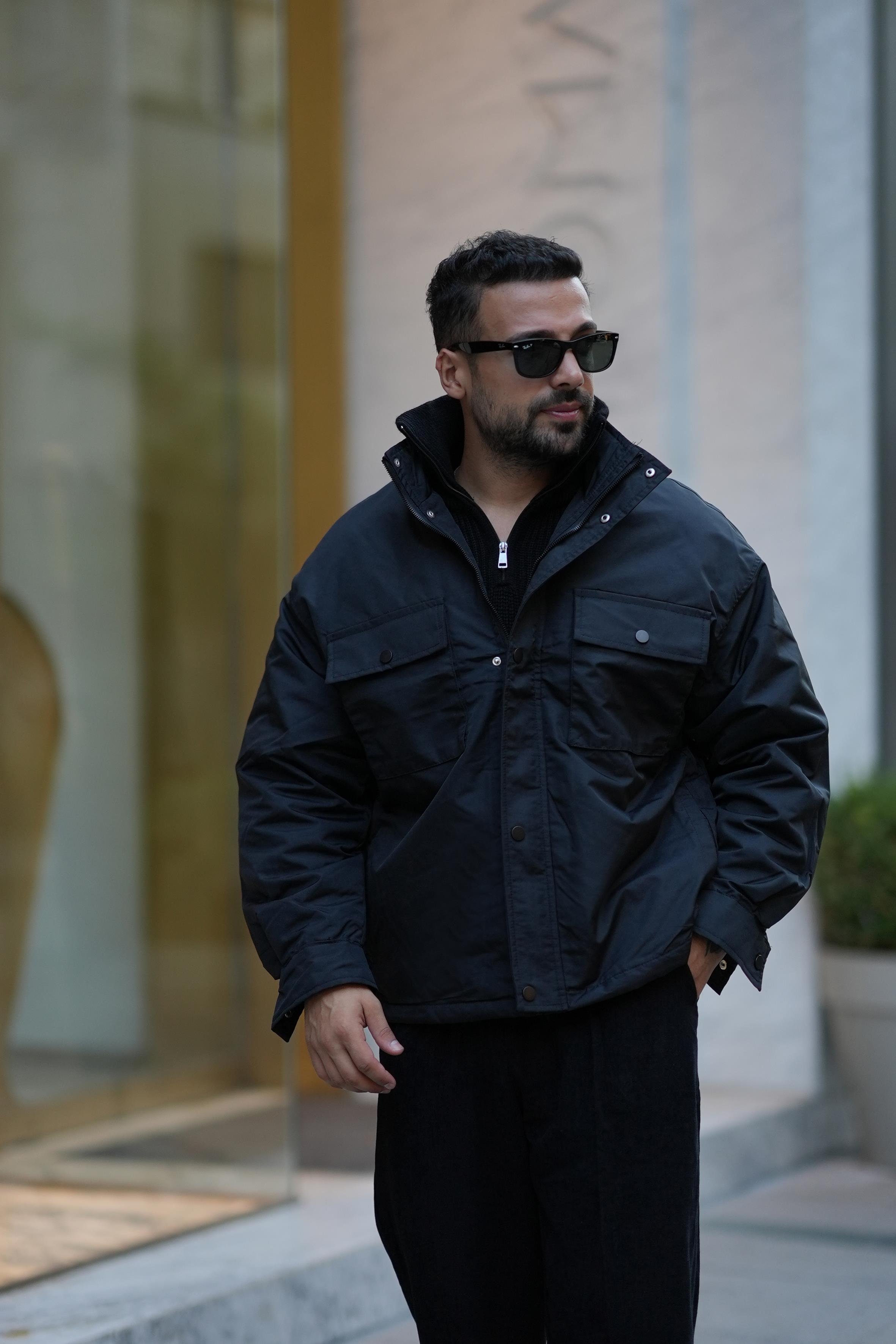 MONTSiyah Göğüs Çift Cepli Mont SNZ M6309