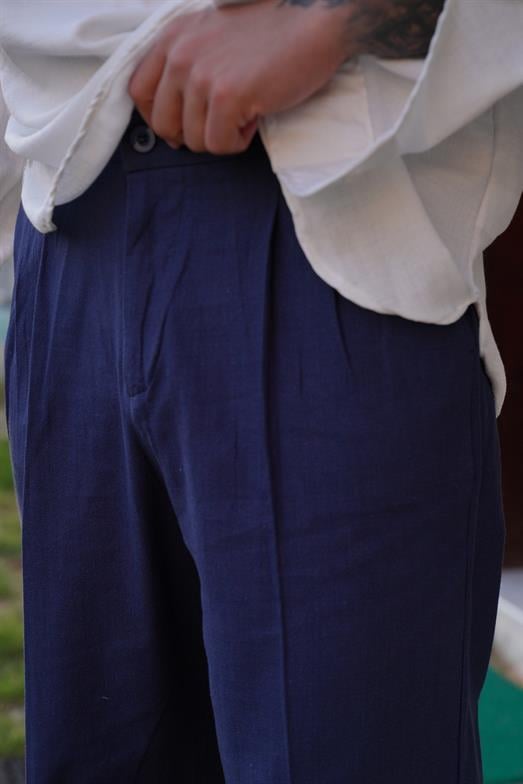 Pantalonİndigo PİLELİ BAGGY KALIP KETEN PANTALON SNZ 3937 2024