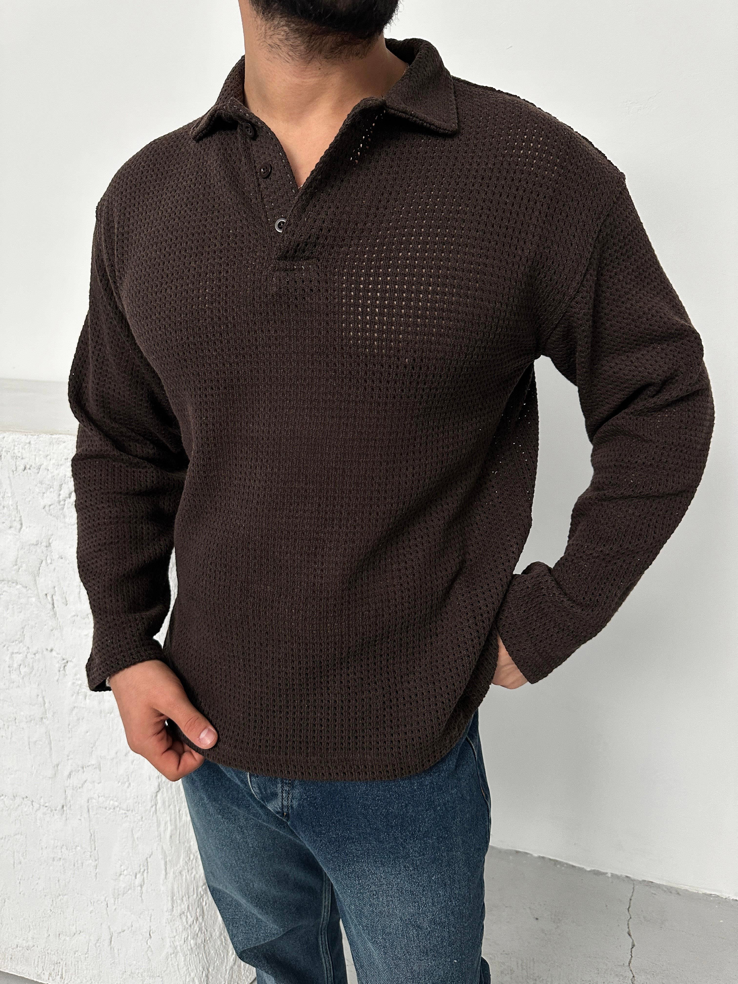 POLO YAKAKahve Polo Yaka Patlı Triko SNZ M8414