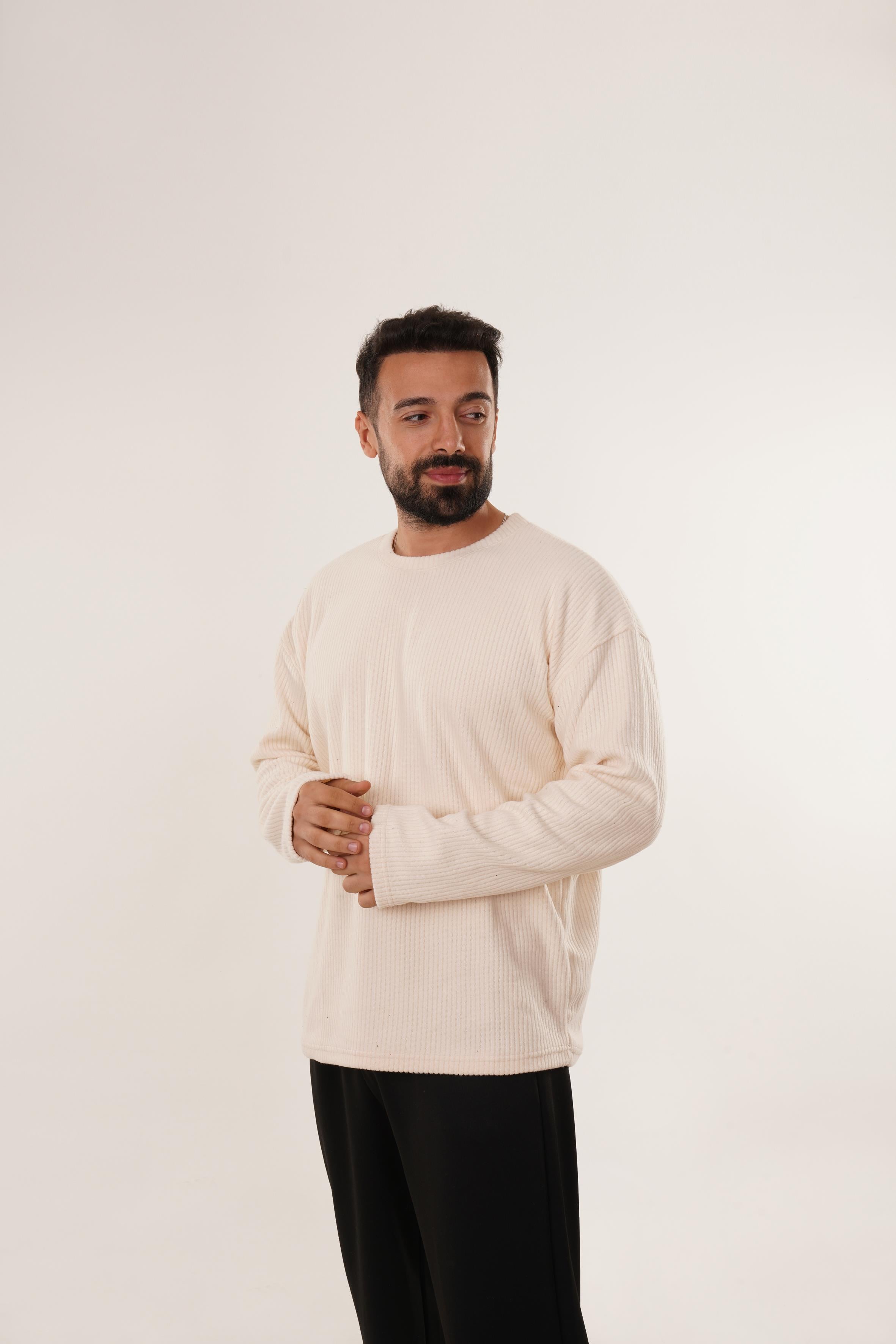 SweatBej Uzun Kol Havlu Kumaş Sweatshirt