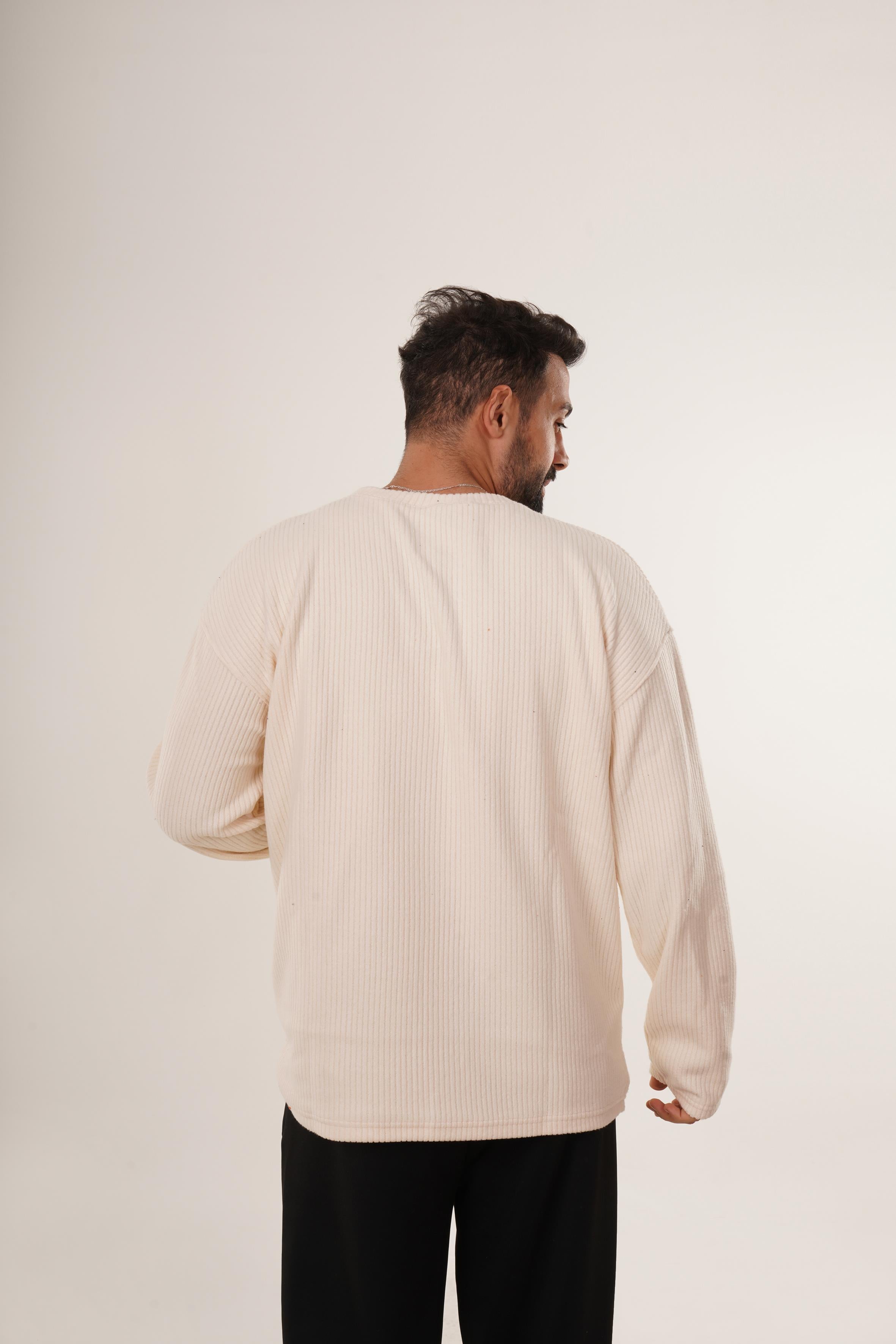 SweatBej Uzun Kol Havlu Kumaş Sweatshirt