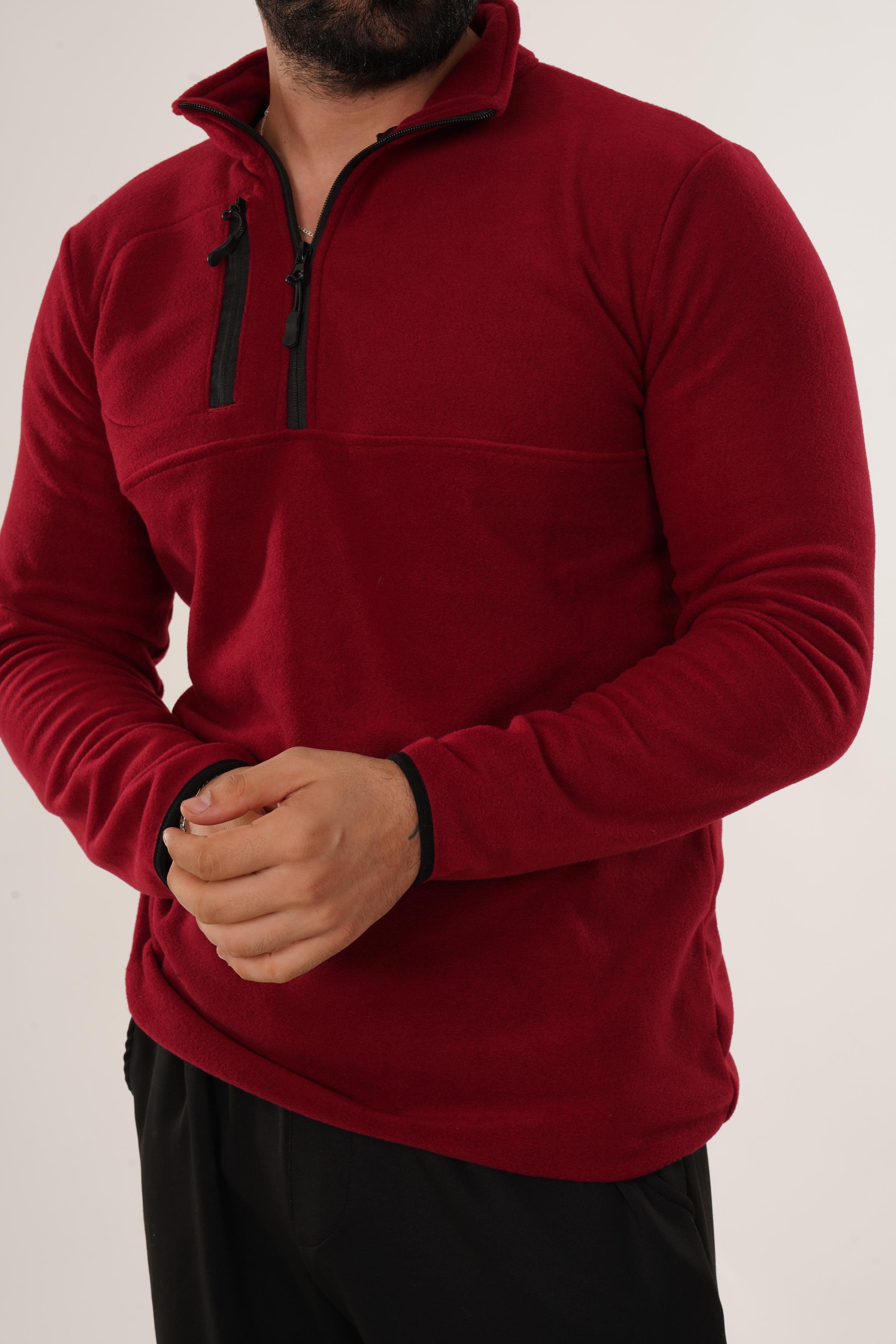 SweatBordo Göğüs Cepli Polar