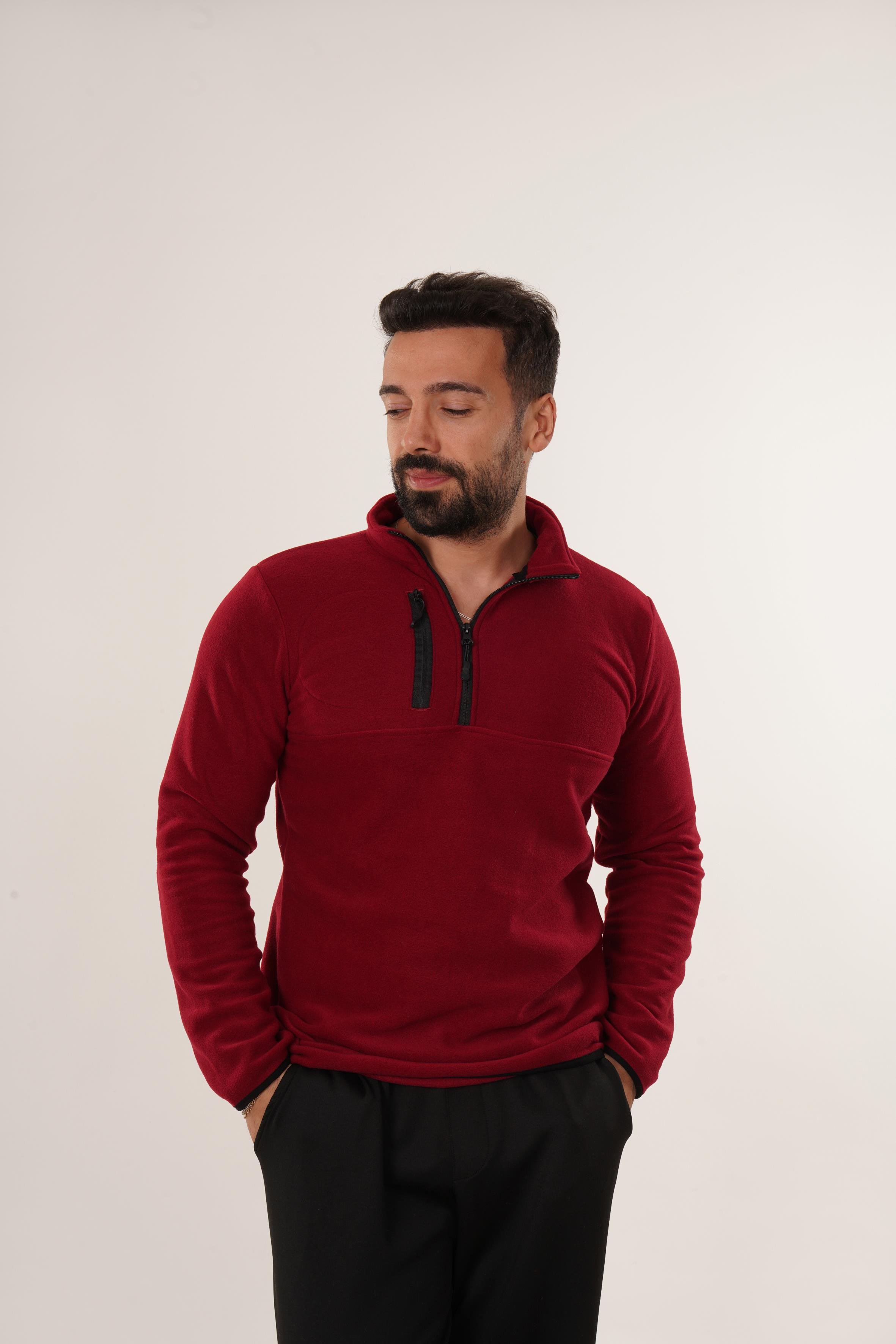 SweatBordo Göğüs Cepli Polar