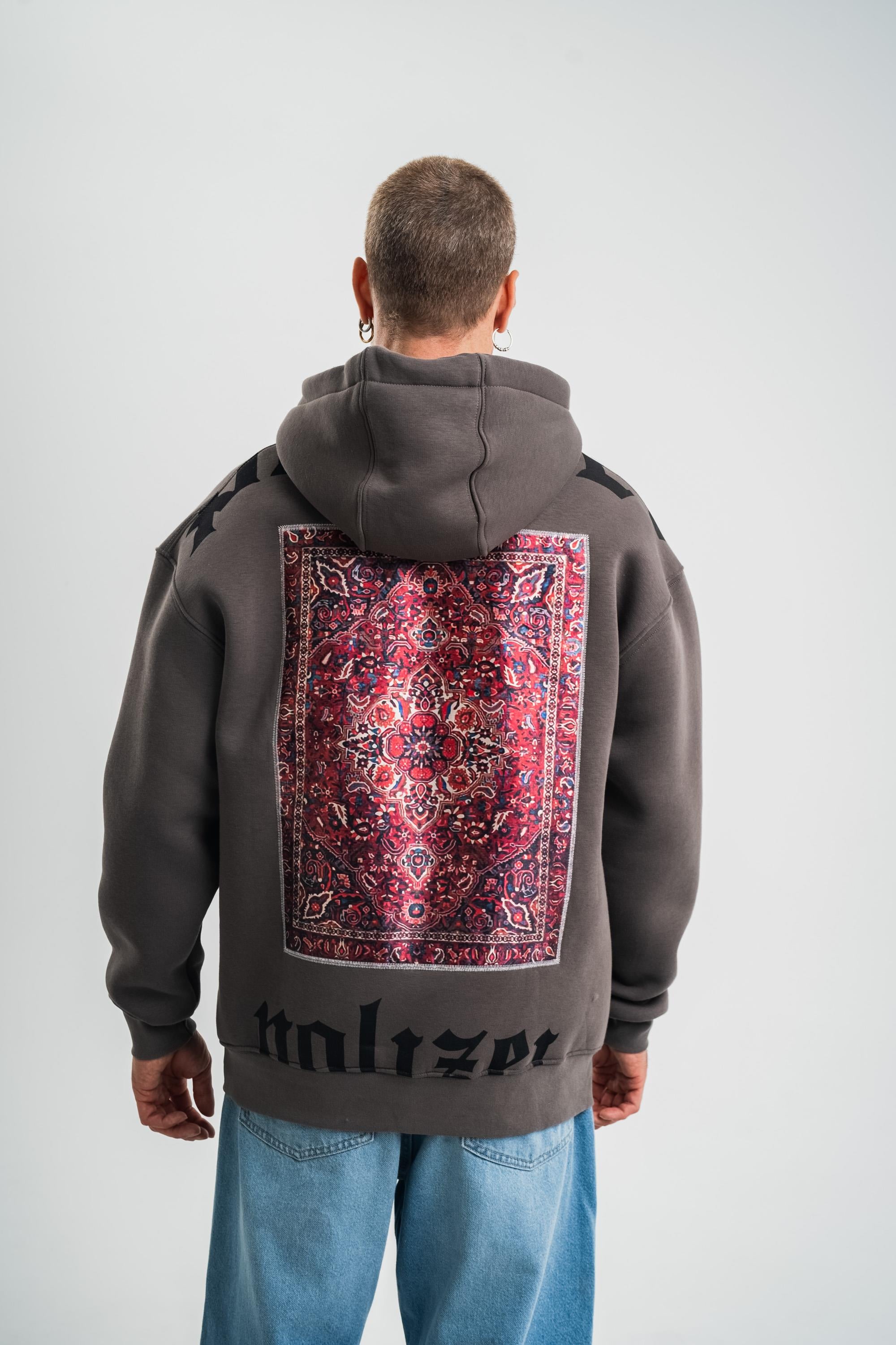 SweatFüme Yarım Polizei Nakışlı Peçli Kapşonlu Sweatshirt PLZ