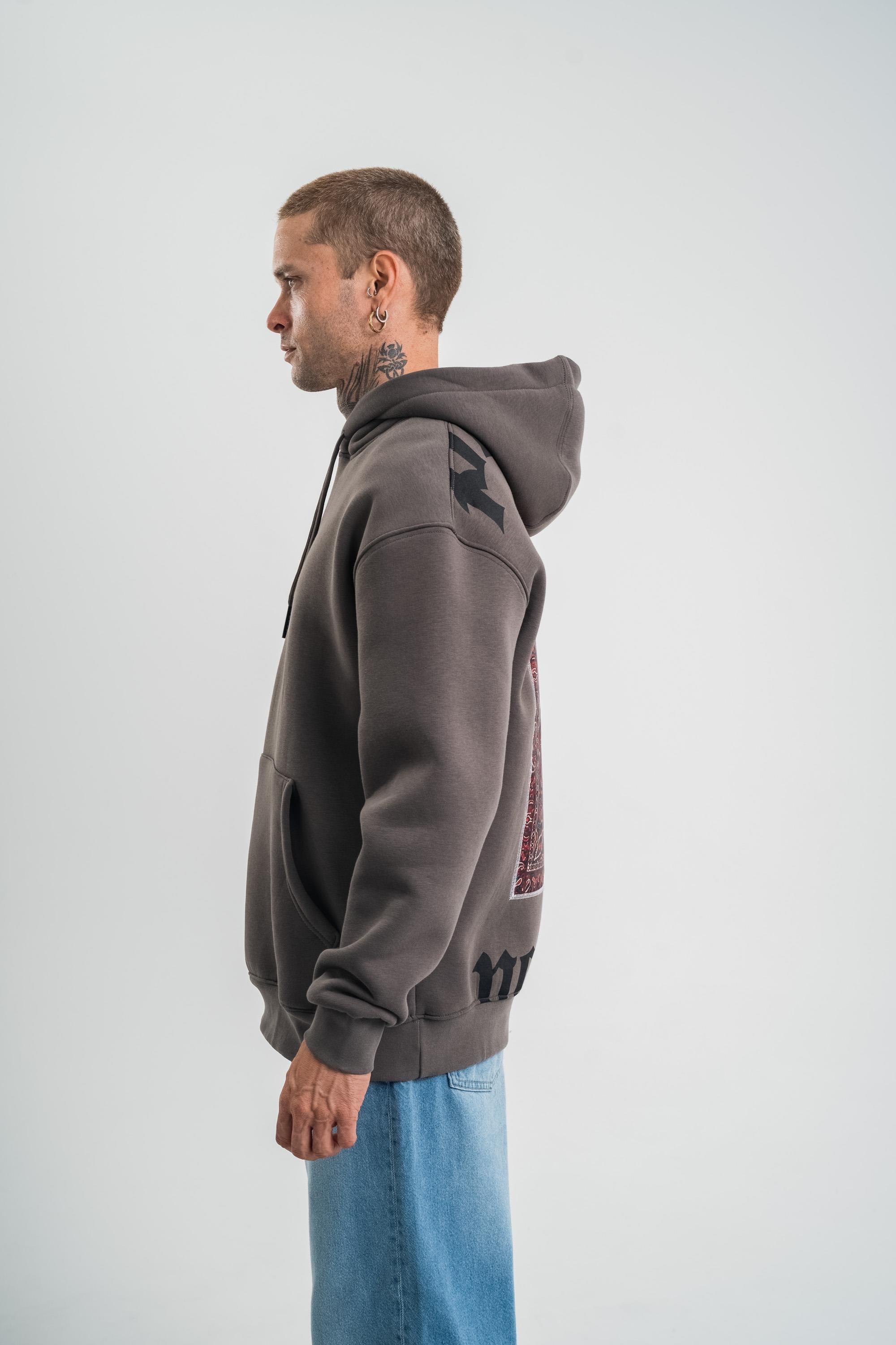 SweatFüme Yarım Polizei Nakışlı Peçli Kapşonlu Sweatshirt PLZ
