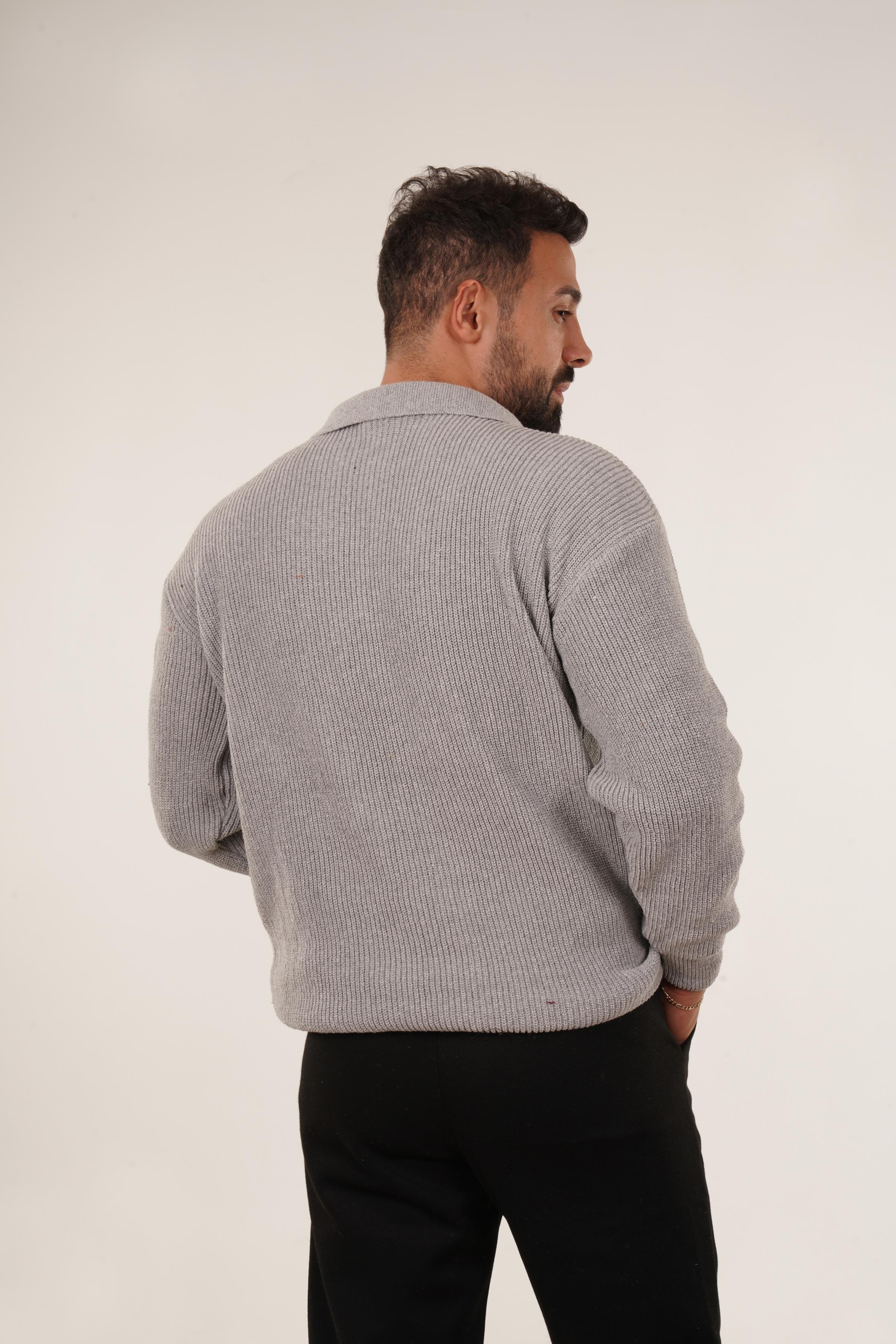 SweatGri Selanik Polo Fermuarlı Kazak