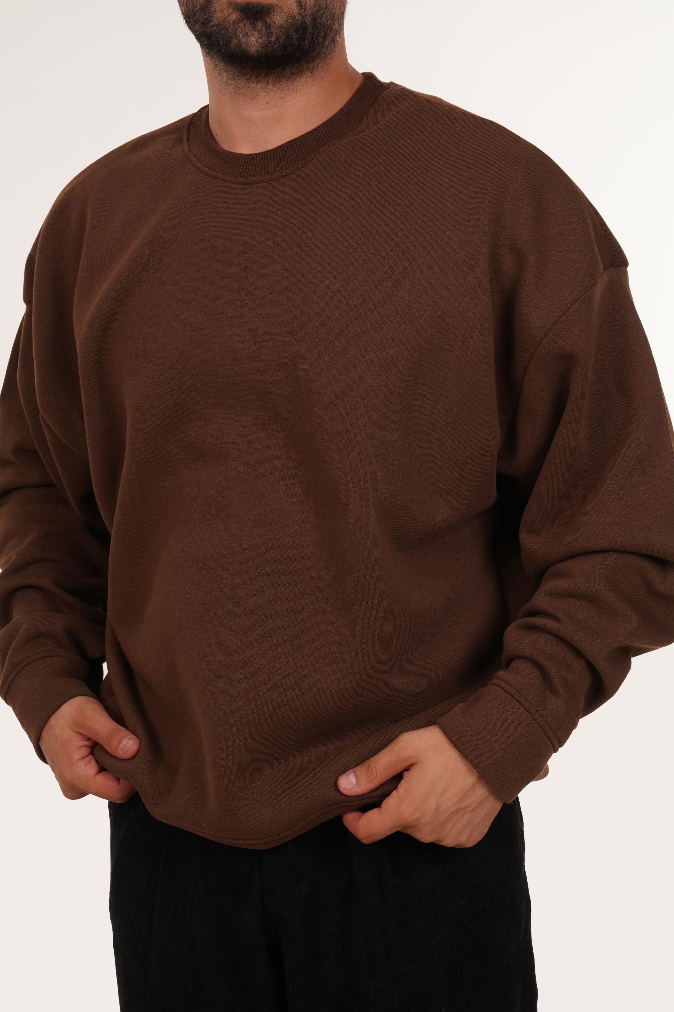 SweatKahve 3 iplik Oversize Bisiklet Yaka SC