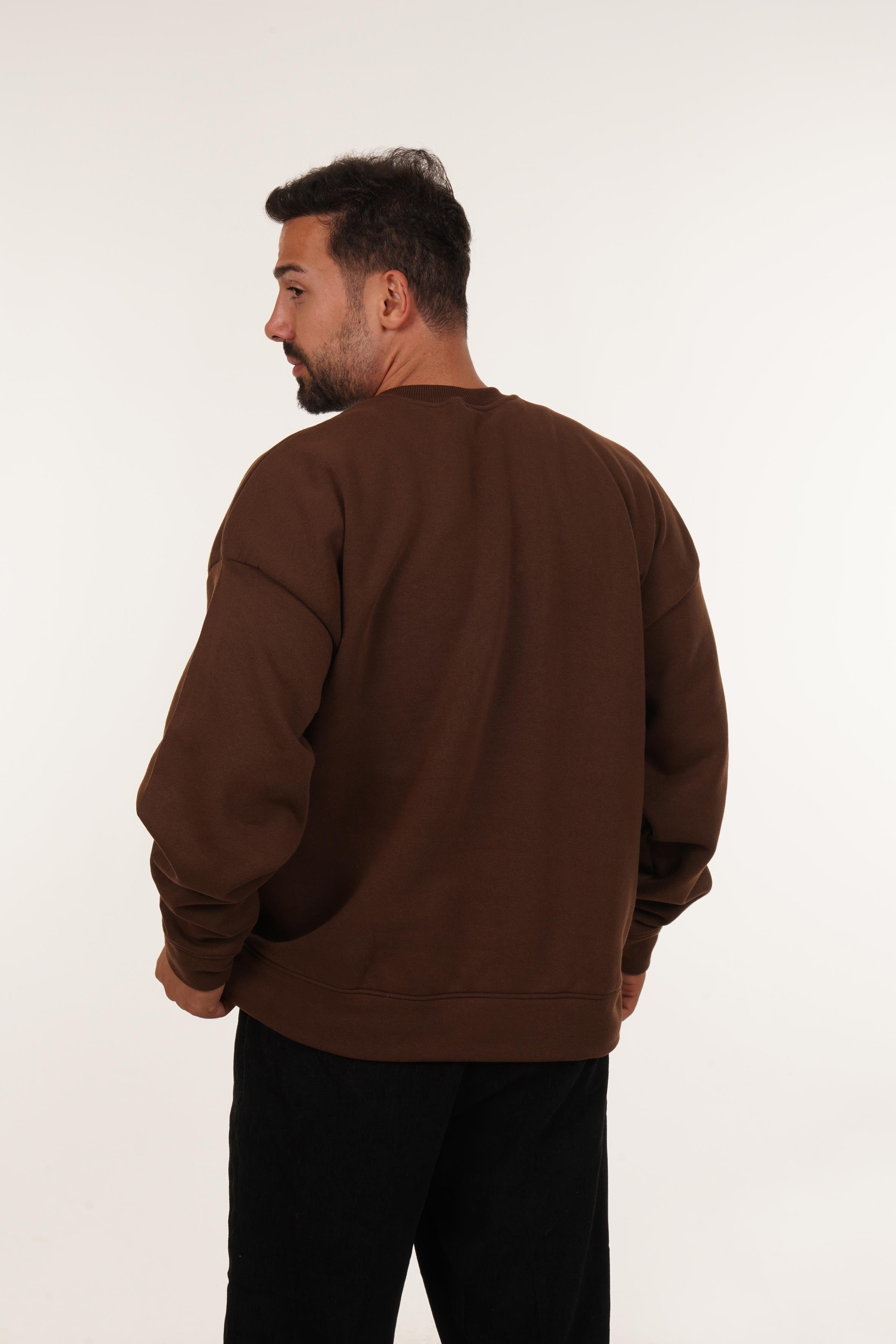 SweatKahve 3 iplik Oversize Bisiklet Yaka SC
