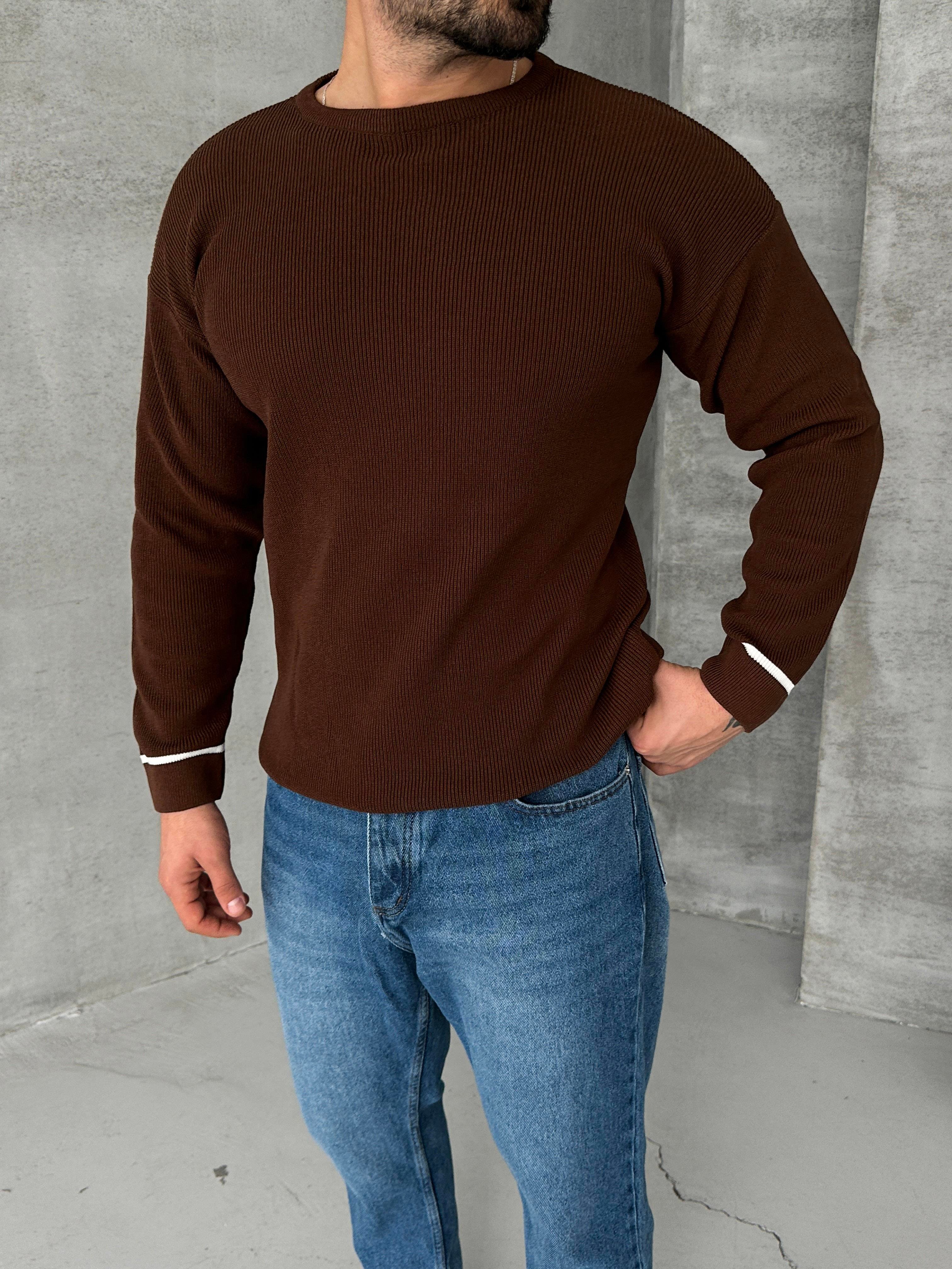 SweatKahve Fitillİ Uzun Kol Triko 7187