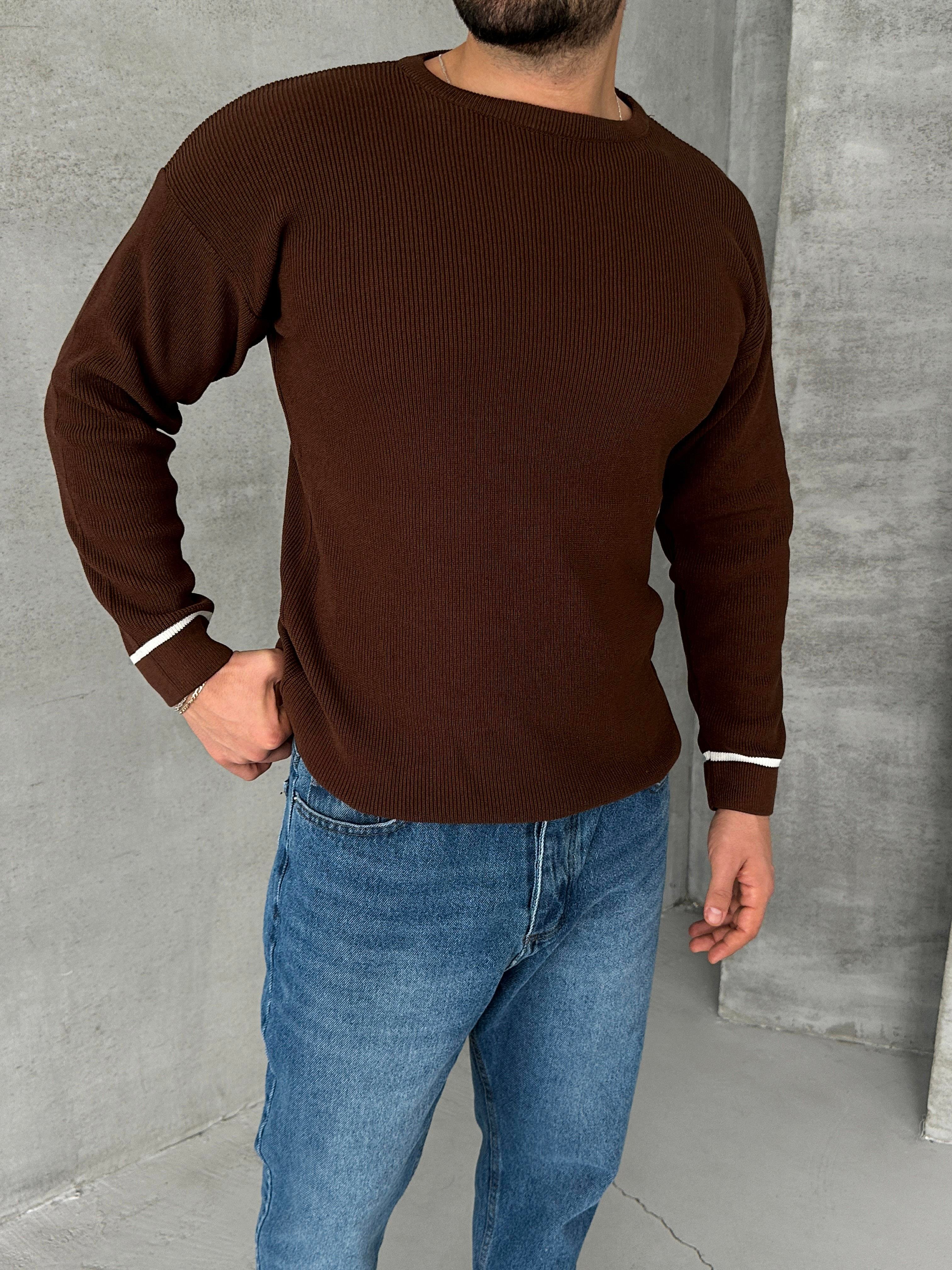 SweatKahve Fitillİ Uzun Kol Triko 7187