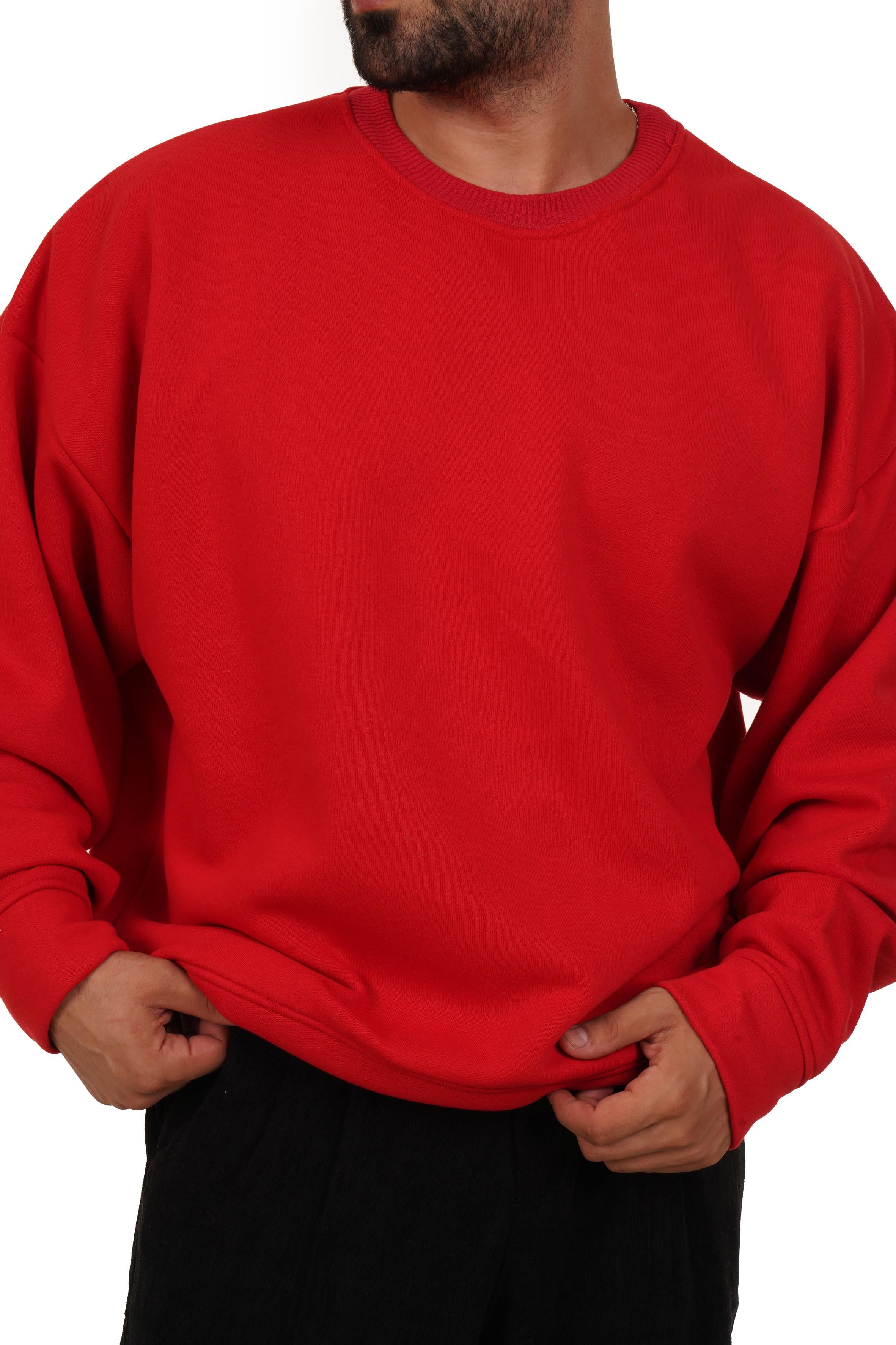 SweatKırmızı 3 iplik Oversize Bisiklet Yaka SC