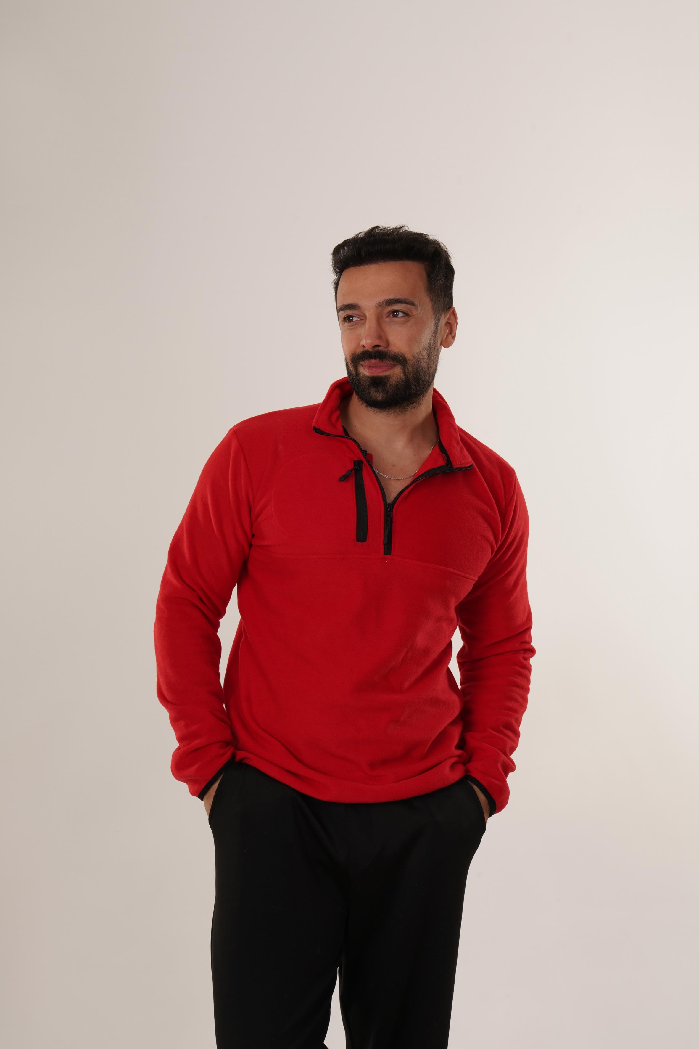 SweatKırmızı Göğüs Cepli Polar