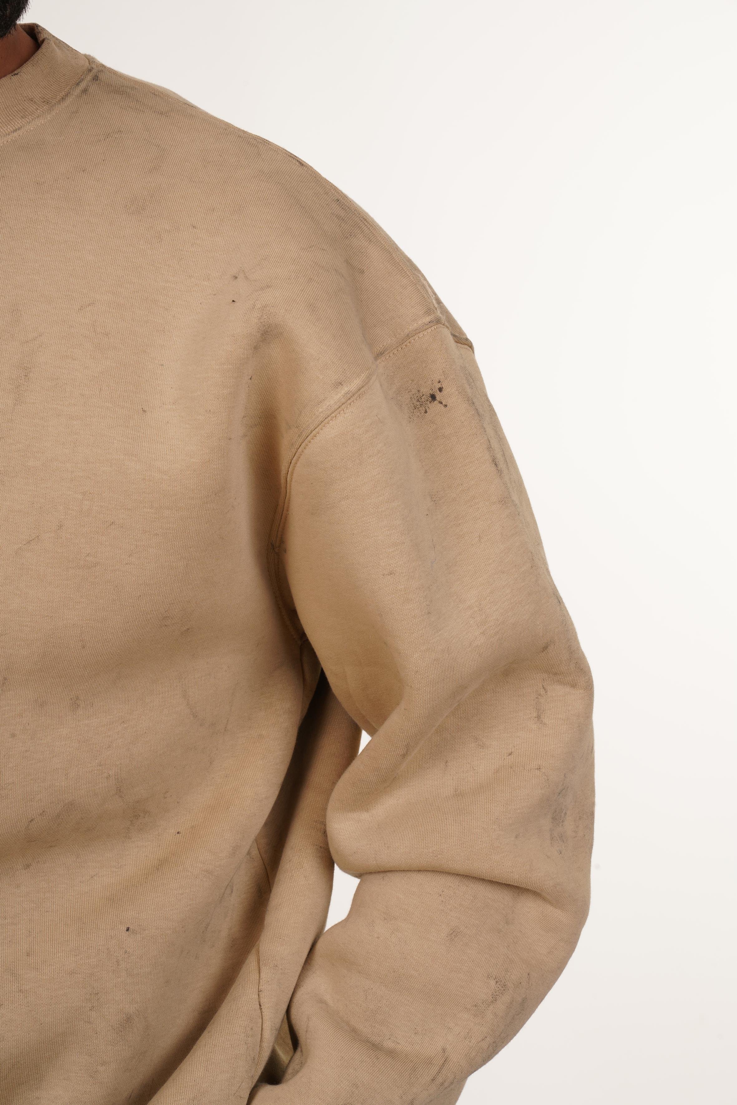 SweatKrem 3 İplik Oversize Yıkamalı Bisiklet Yaka Sweatshirt PLZ