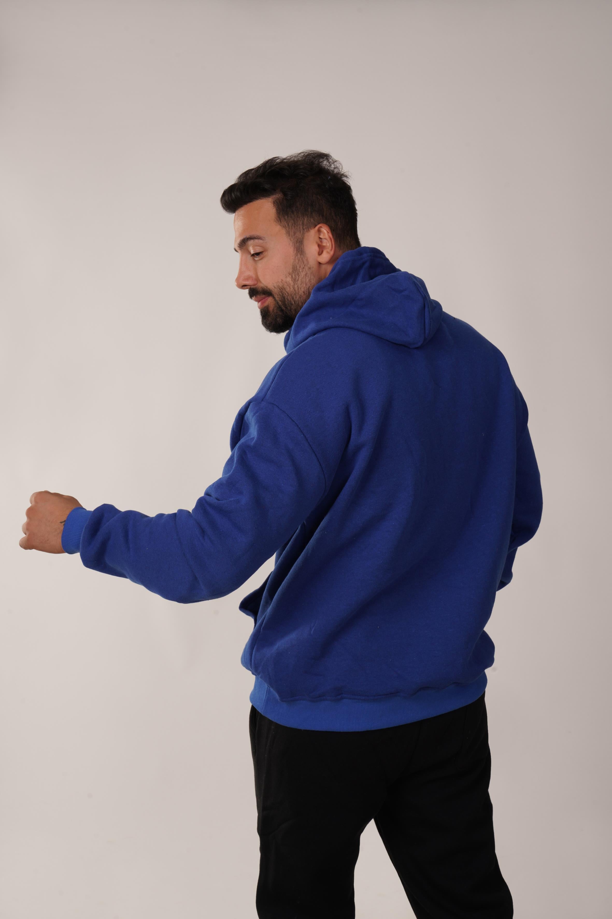 SweatLacivert 3 İplik Kapşonlu Hoodie ZB