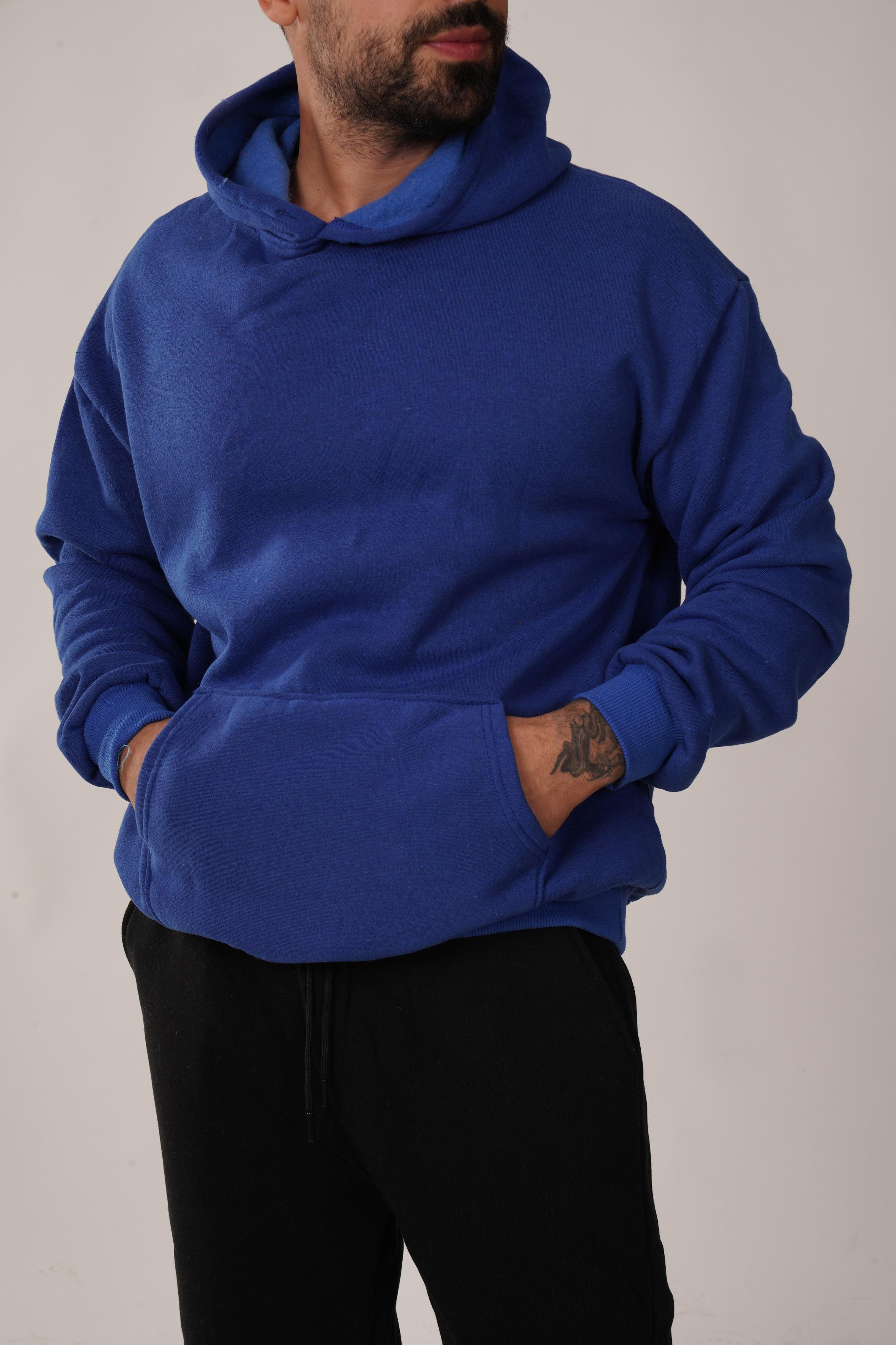 SweatLacivert 3 İplik Kapşonlu Hoodie ZB