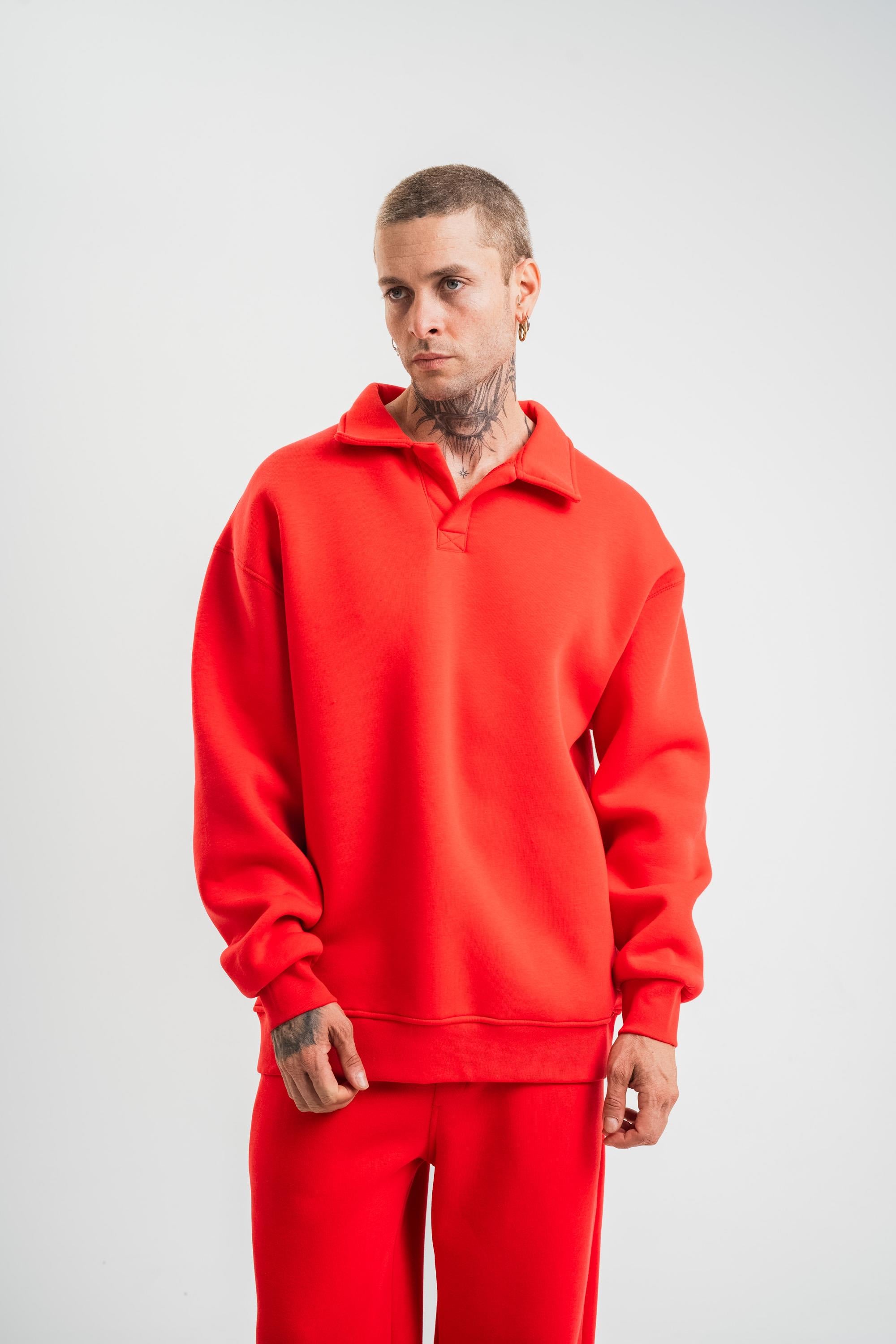 SweatNarçiçeği 3 İplik Oversize Polo yaka PLZ