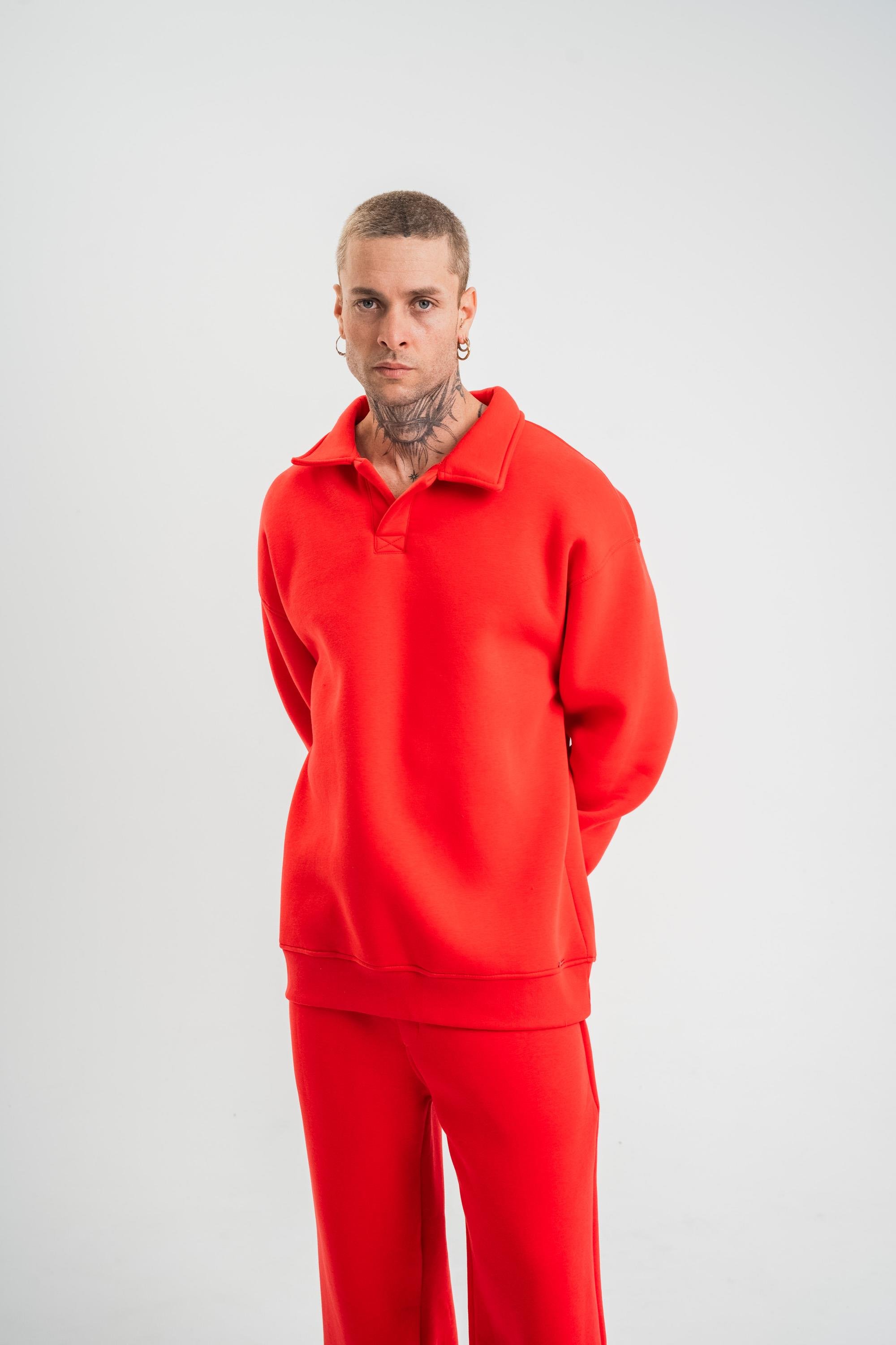 SweatNarçiçeği 3 İplik Oversize Polo yaka PLZ