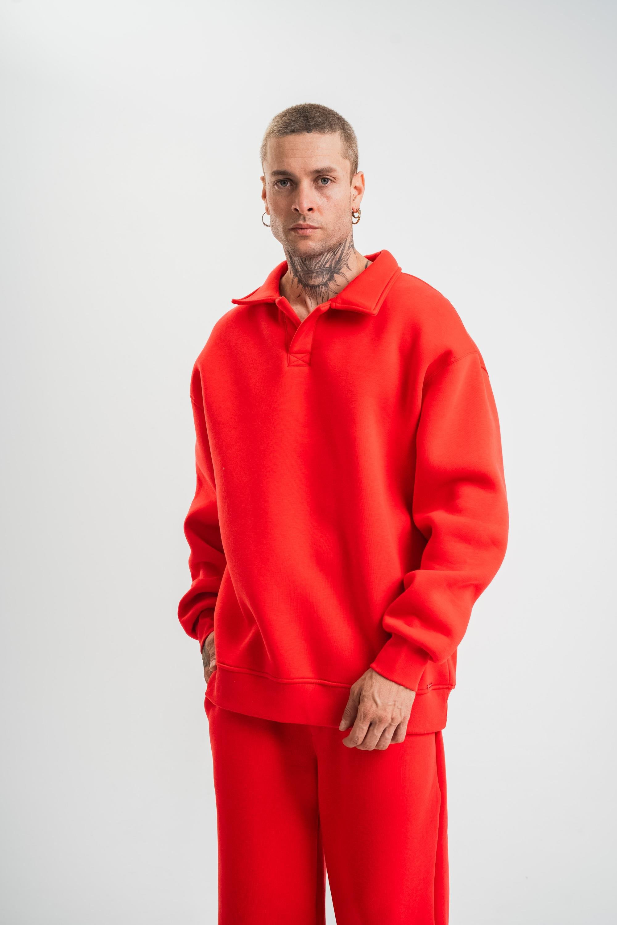SweatNarçiçeği 3 İplik Oversize Polo yaka PLZ