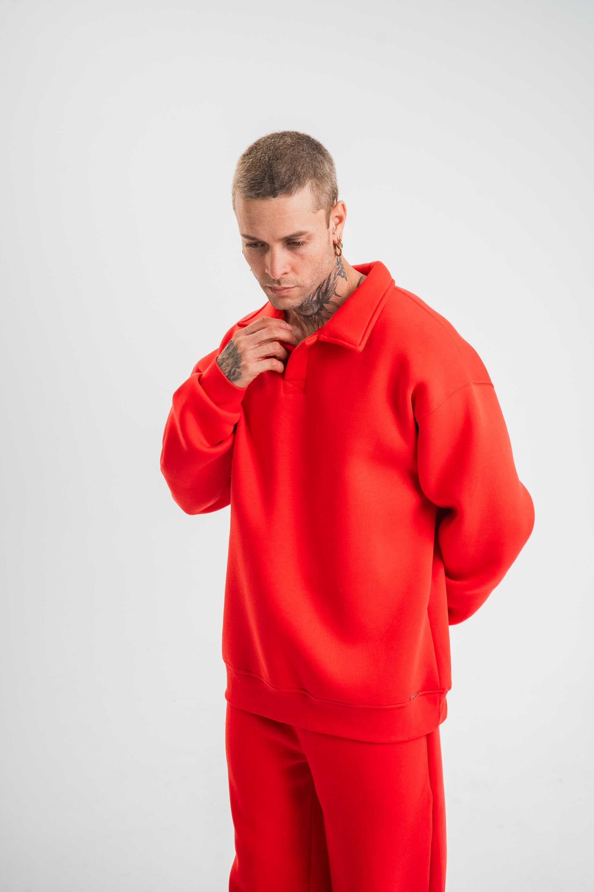 SweatNarçiçeği 3 İplik Oversize Polo yaka PLZ