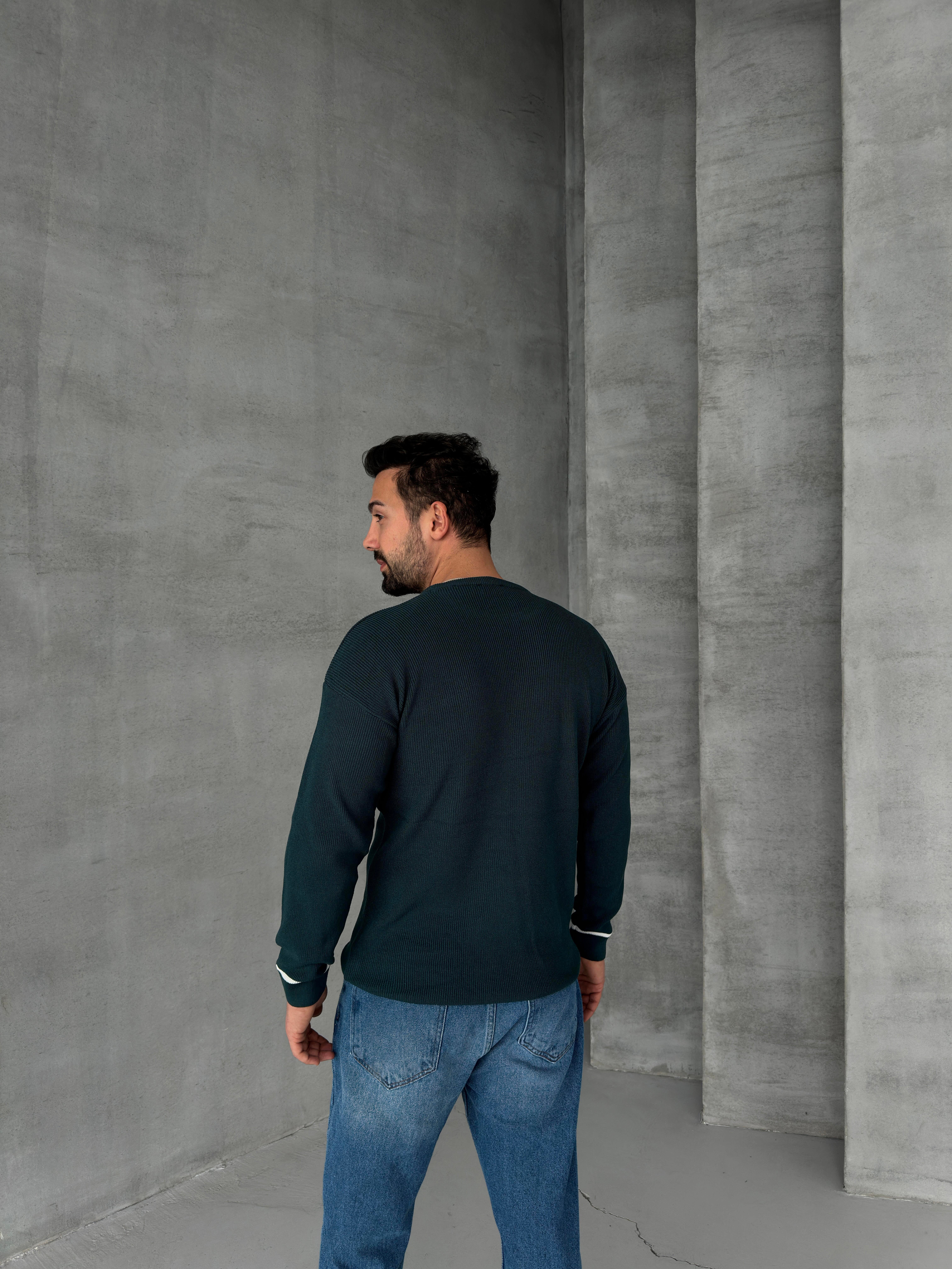 SweatPetrol Fitillİ Uzun Kol Triko 7187