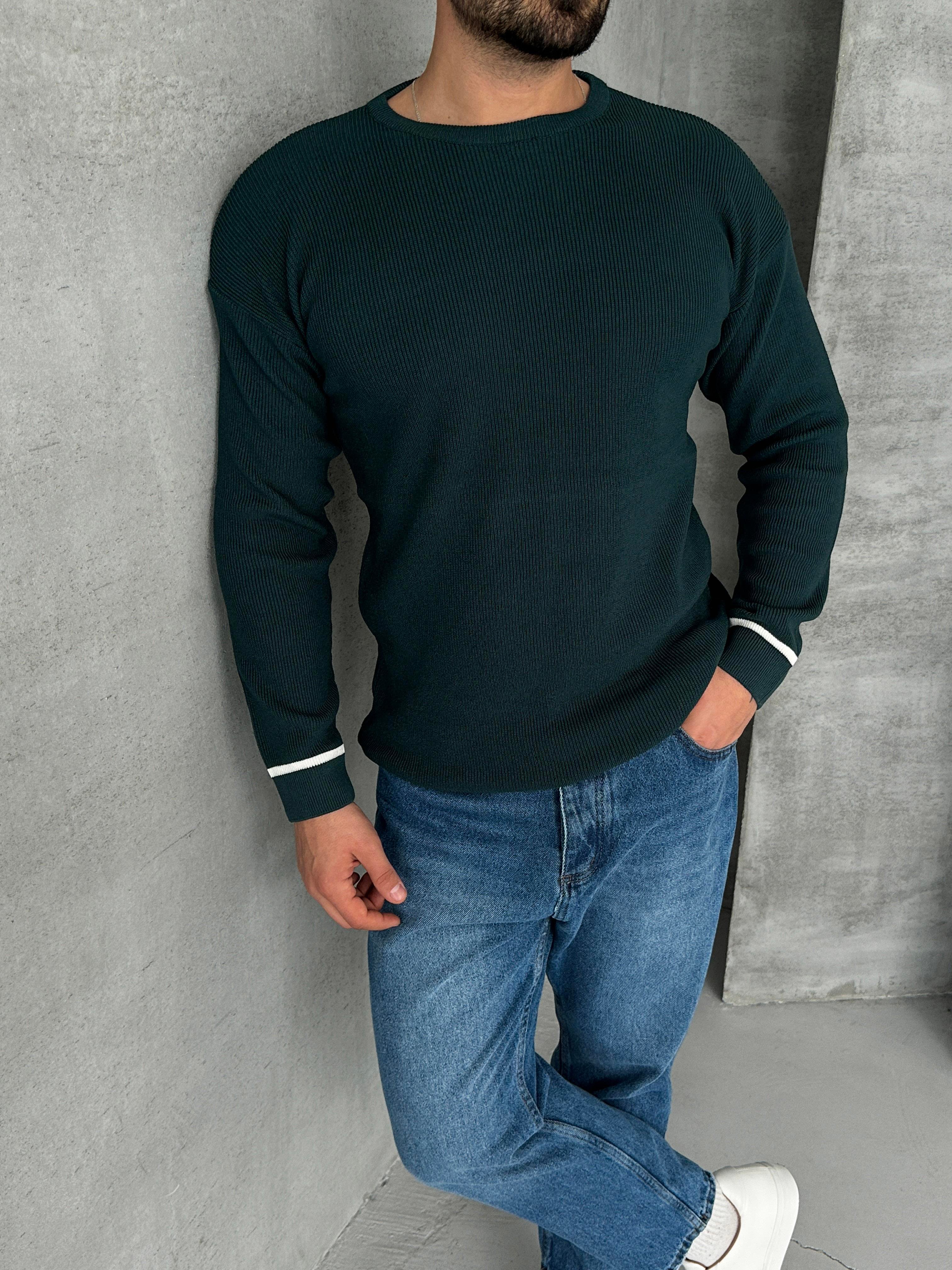 SweatPetrol Fitillİ Uzun Kol Triko 7187