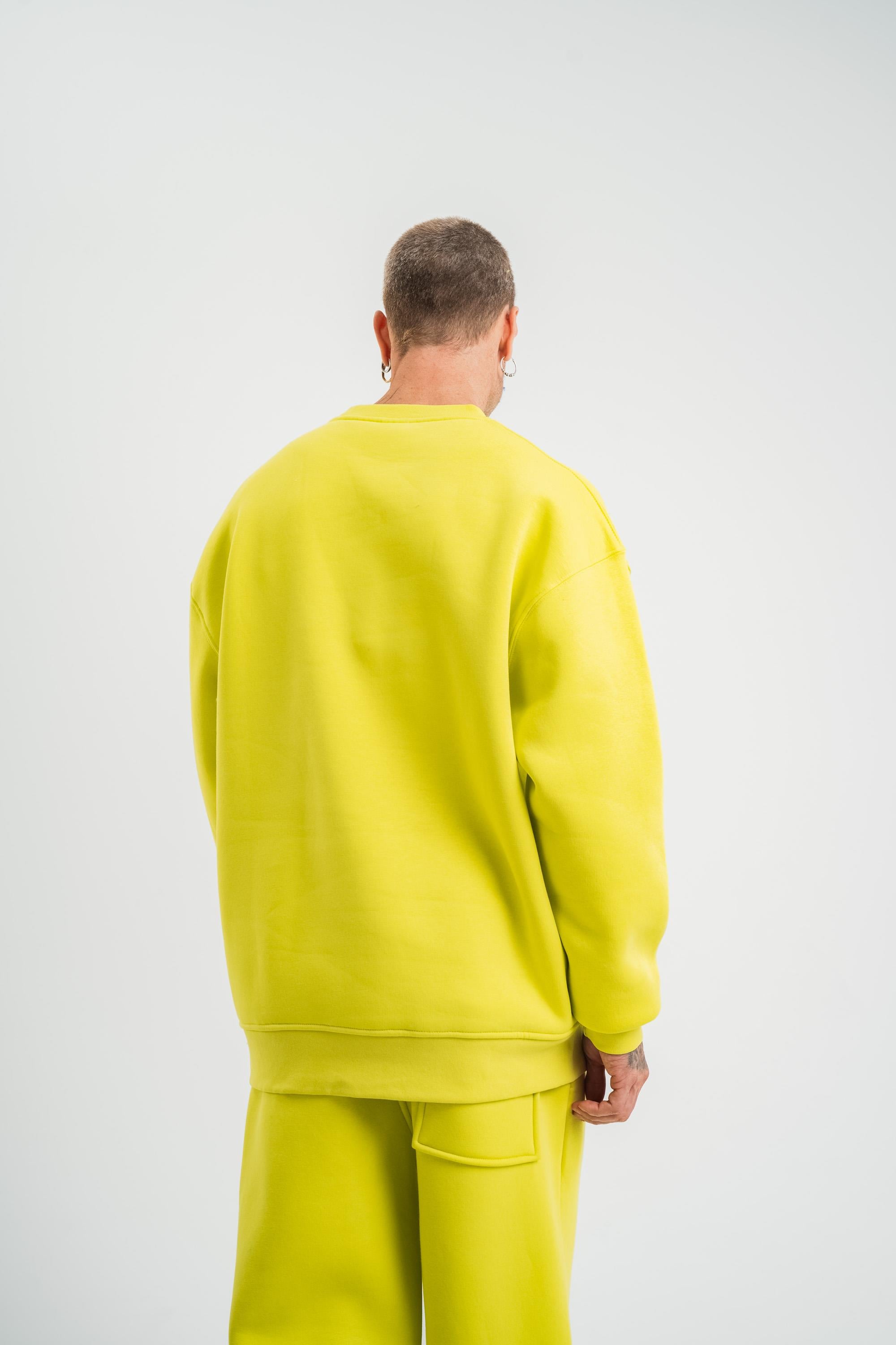 SweatSarı Düz 3 İplik Bisiklet Yaka Sweatshirt PLZ