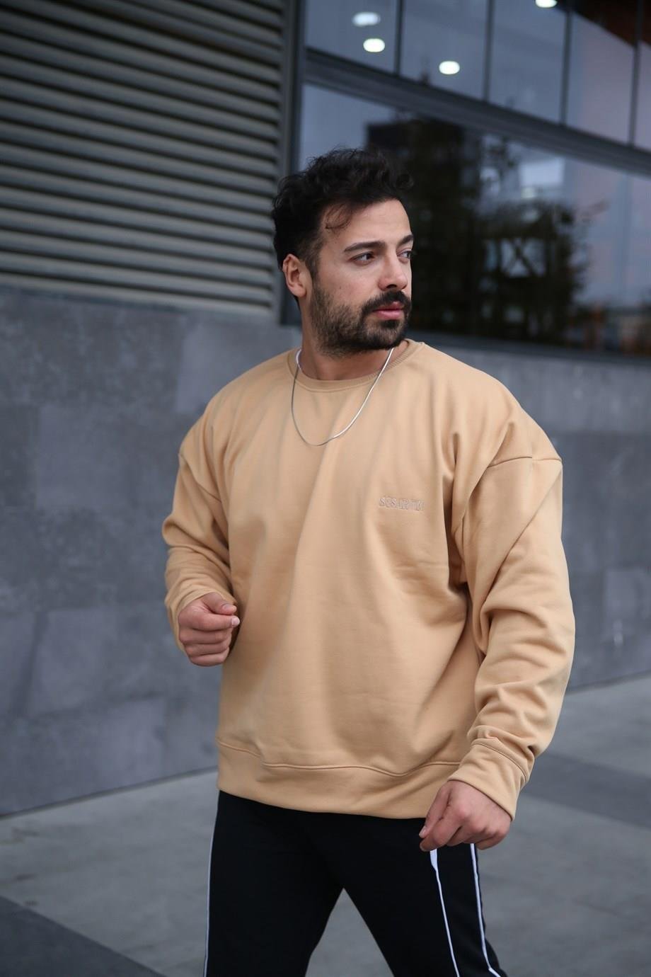 SWEATSHİRT3 İplik Krem Bisiklet Yaka Sweatshirt 2
