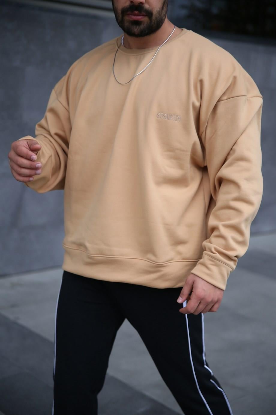 SWEATSHİRT3 İplik Krem Bisiklet Yaka Sweatshirt 2