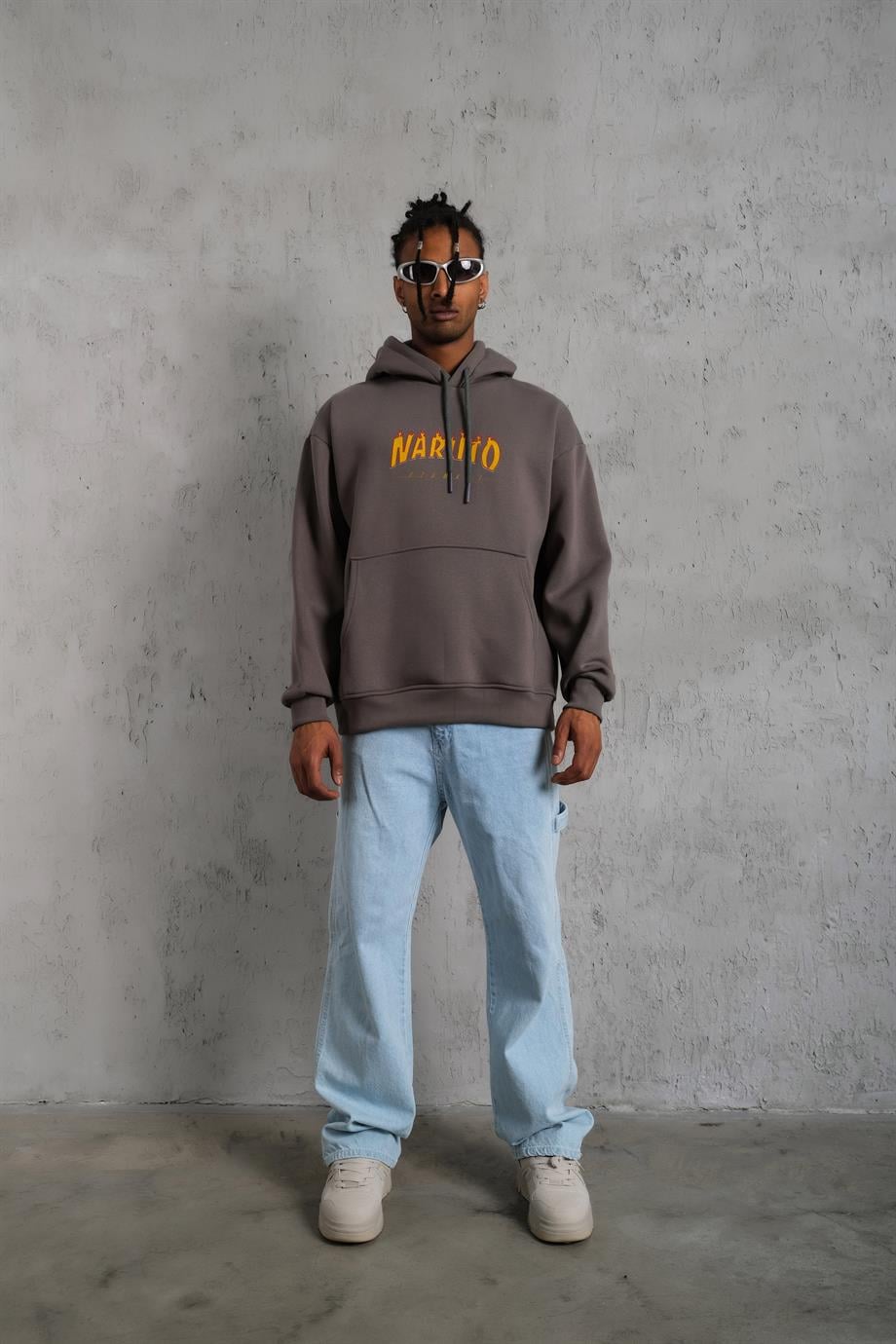SWEATSHİRTAntrasit NARUTO Baskılı 3 İplik Oversize Sweatshirt  PlZ