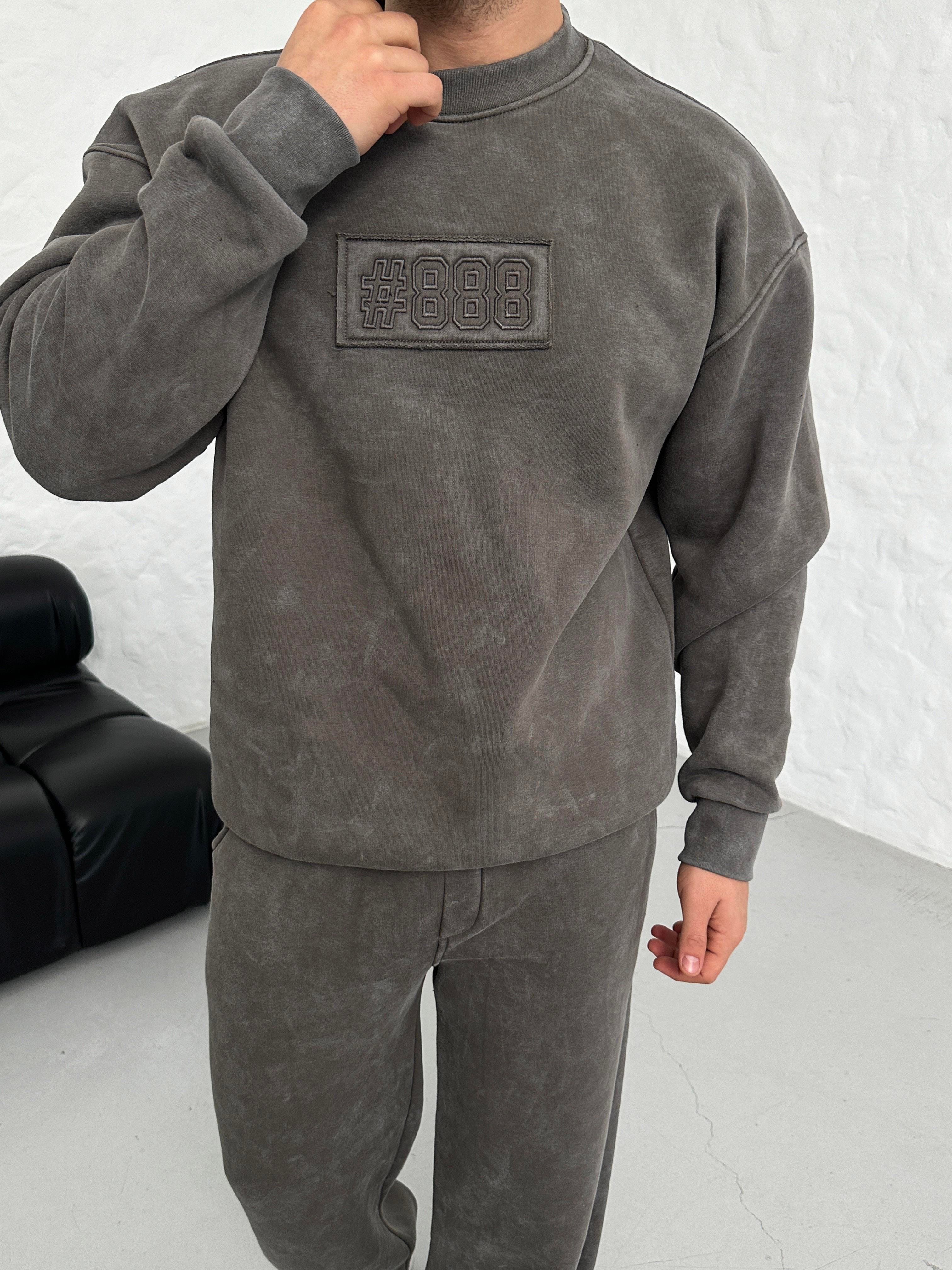 SWEATSHİRTFüme 888 Nakışlı Bisiklet Yaka Sweatshirt PLZ