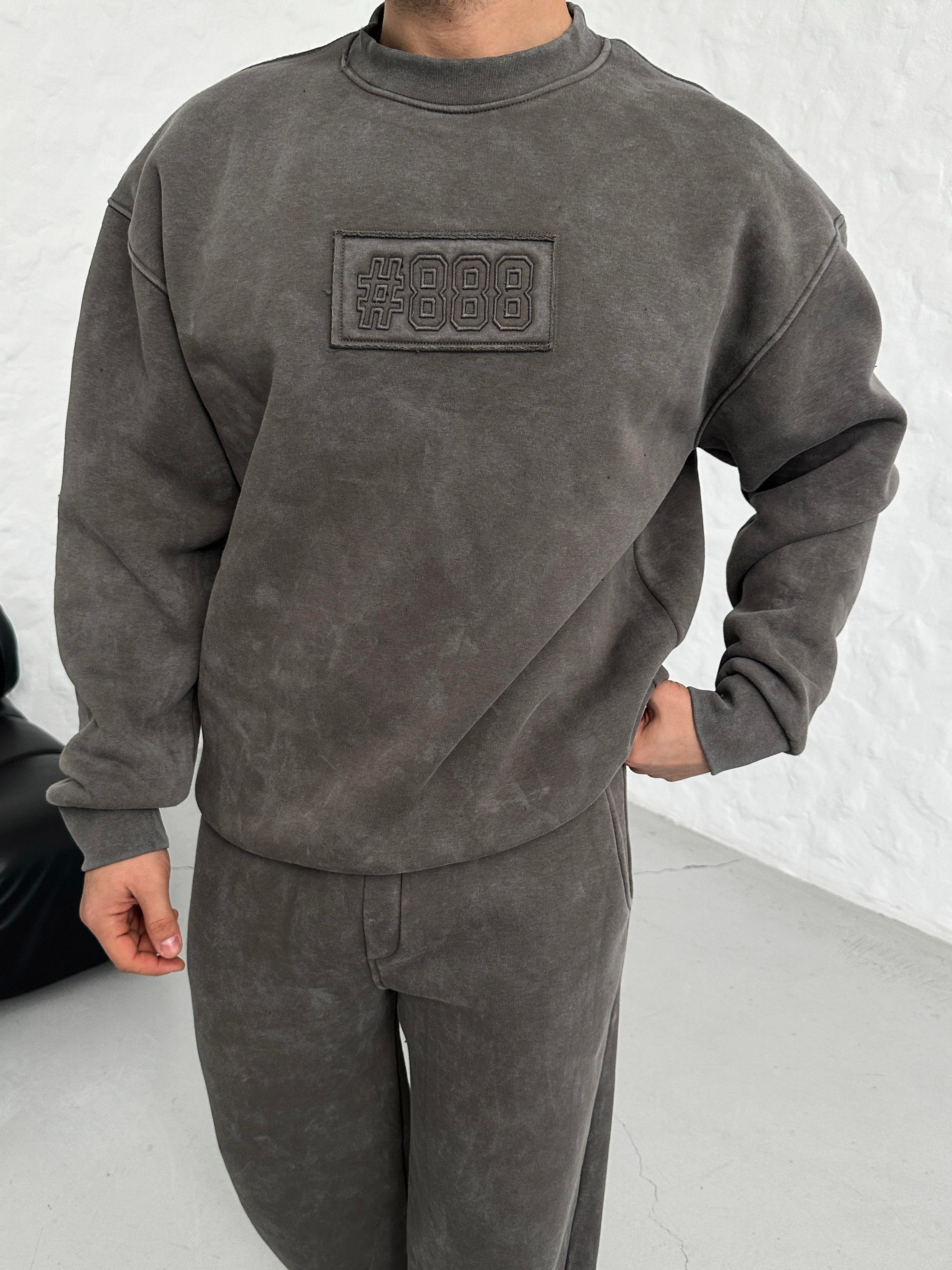 SWEATSHİRTFüme 888 Nakışlı Bisiklet Yaka Sweatshirt PLZ