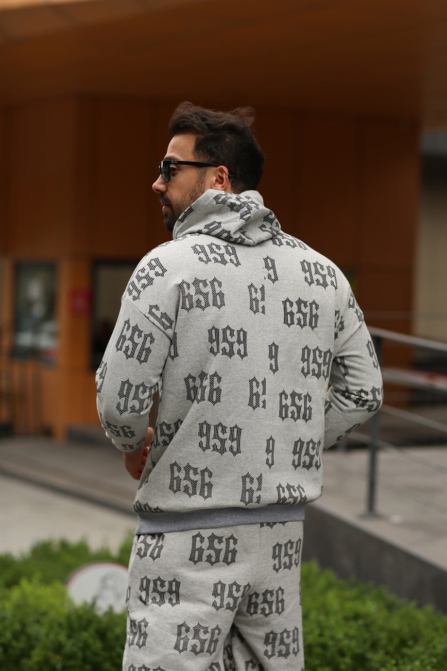 SWEATSHİRTGri 3 İplik 656 Baskılı Kapşonlu Sweatshirt TB