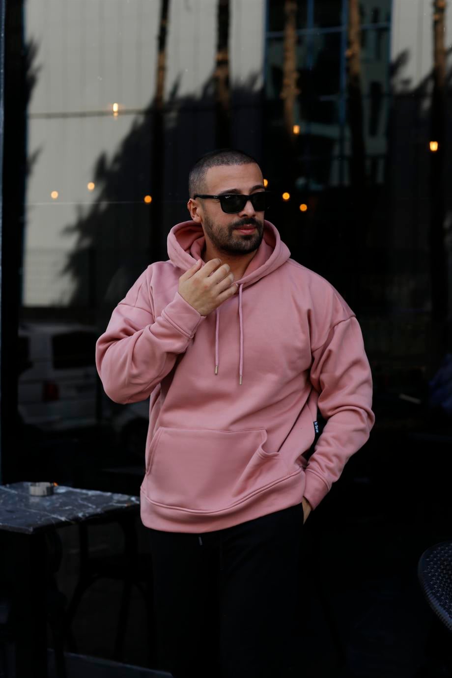 SWEATSHİRTPembe 3 İplik Oversize Kapşonlu Hoodie Sweatshirt SC